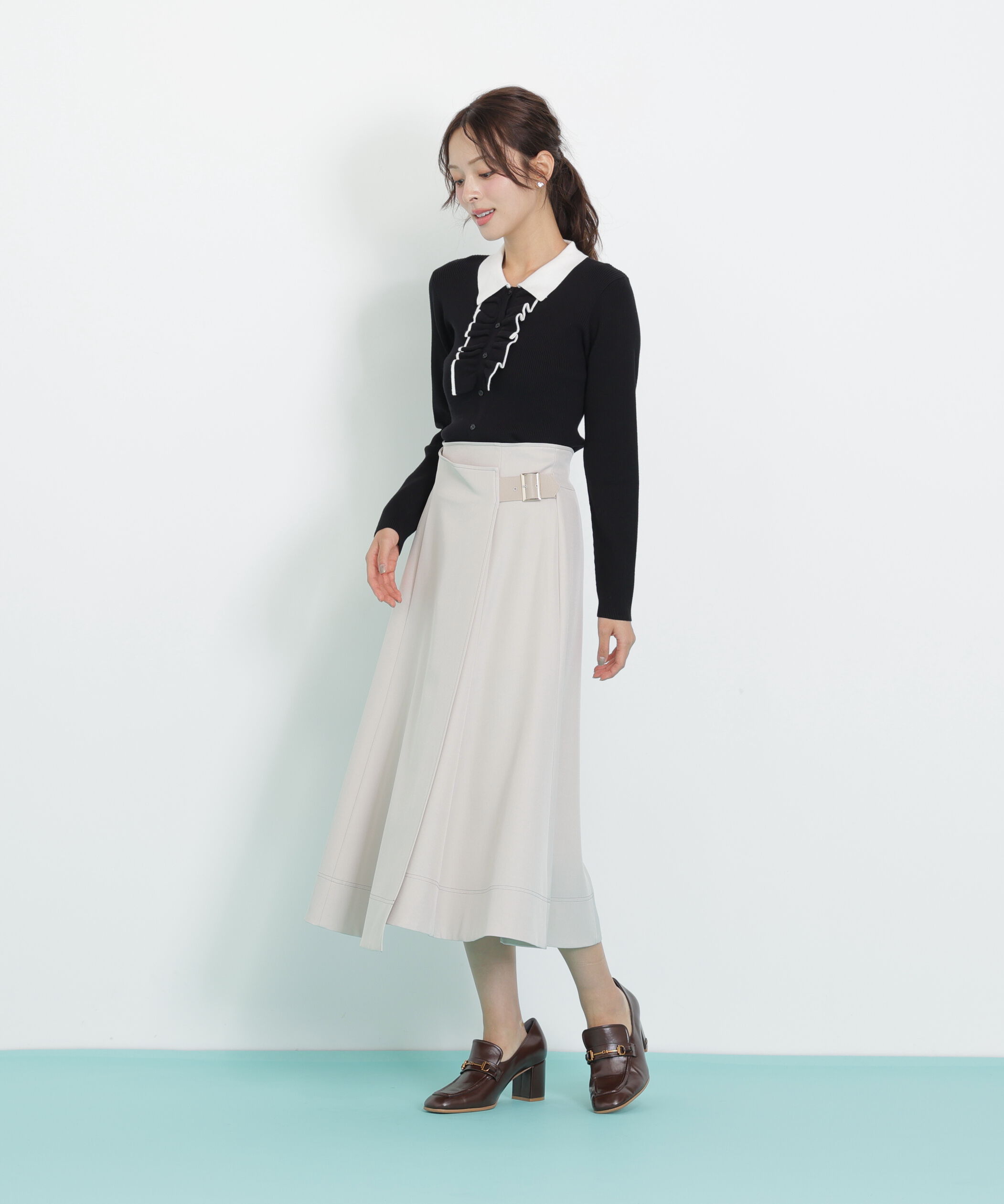  「ラップフレアステッチスカート」|スカート|