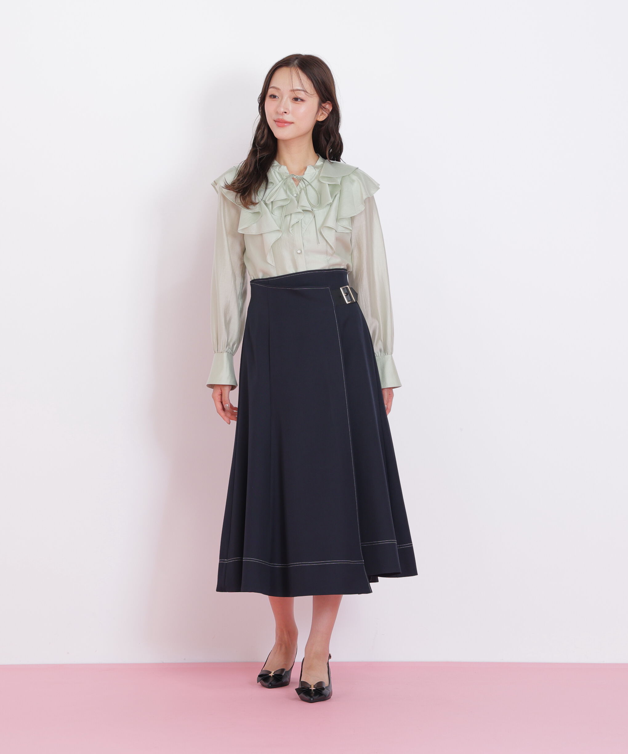  「ラップフレアステッチスカート」|スカート|