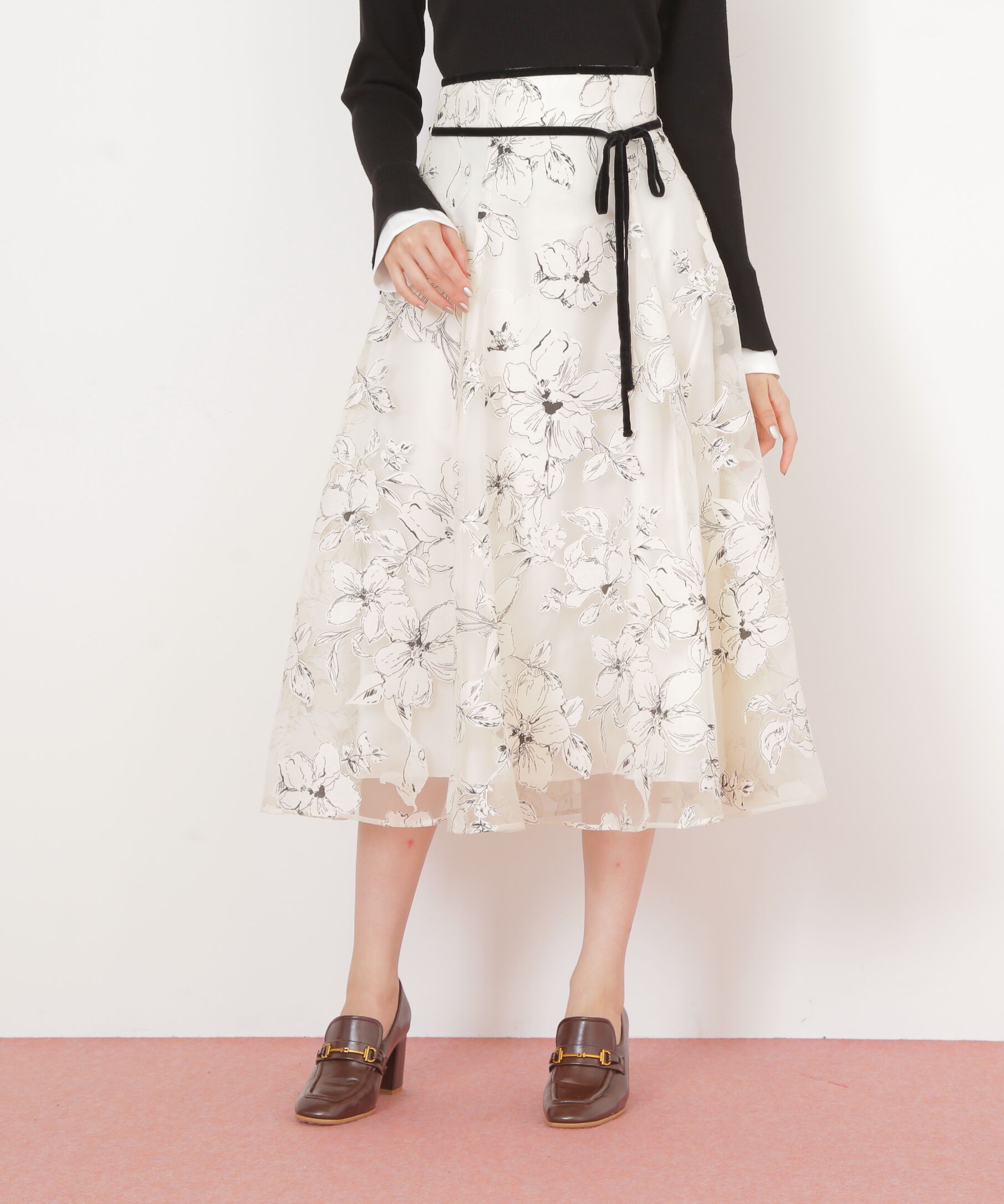  「ベロアリボンオパールフラワースカート」|スカート|
