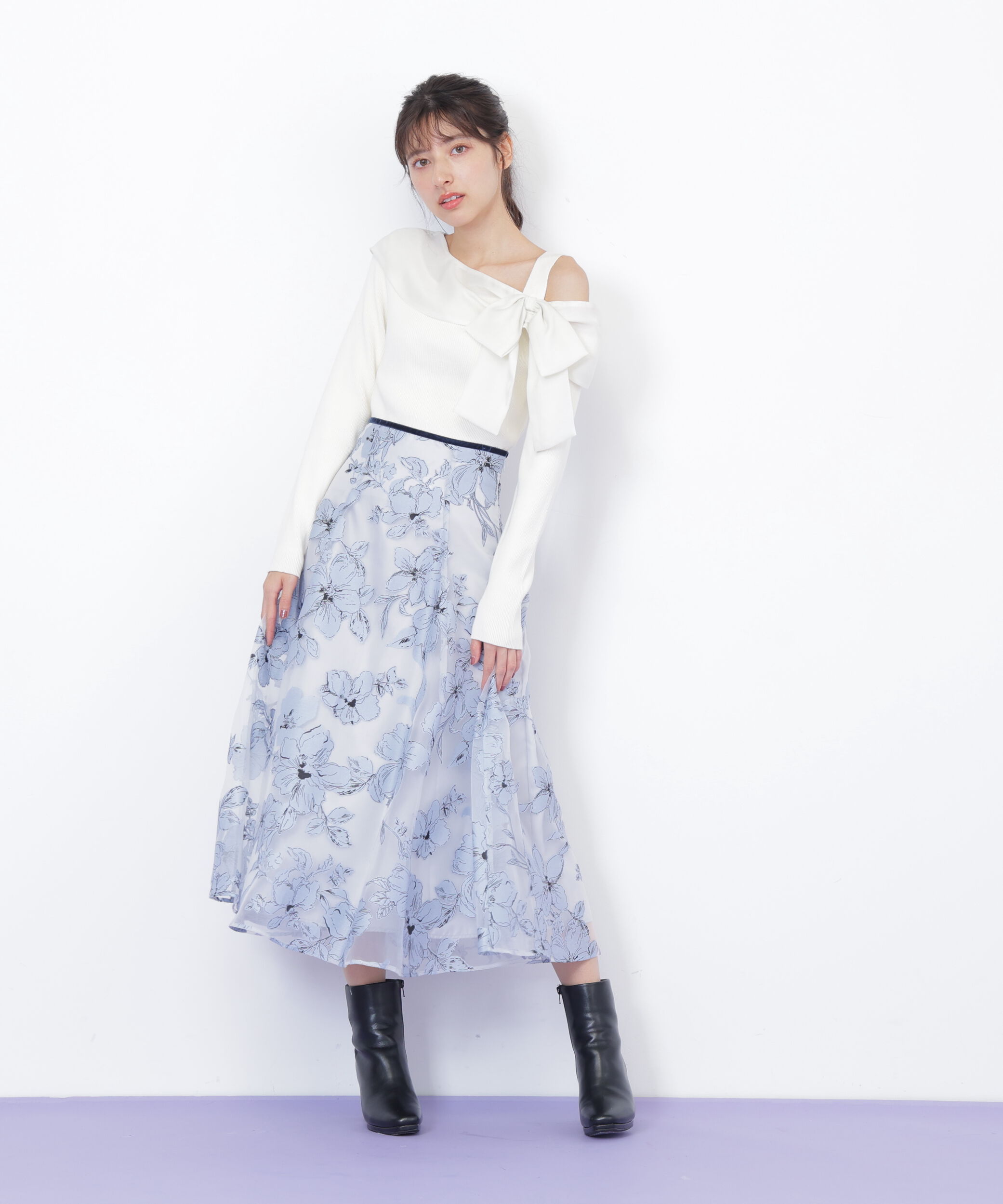  「ベロアリボンオパールフラワースカート」|スカート|