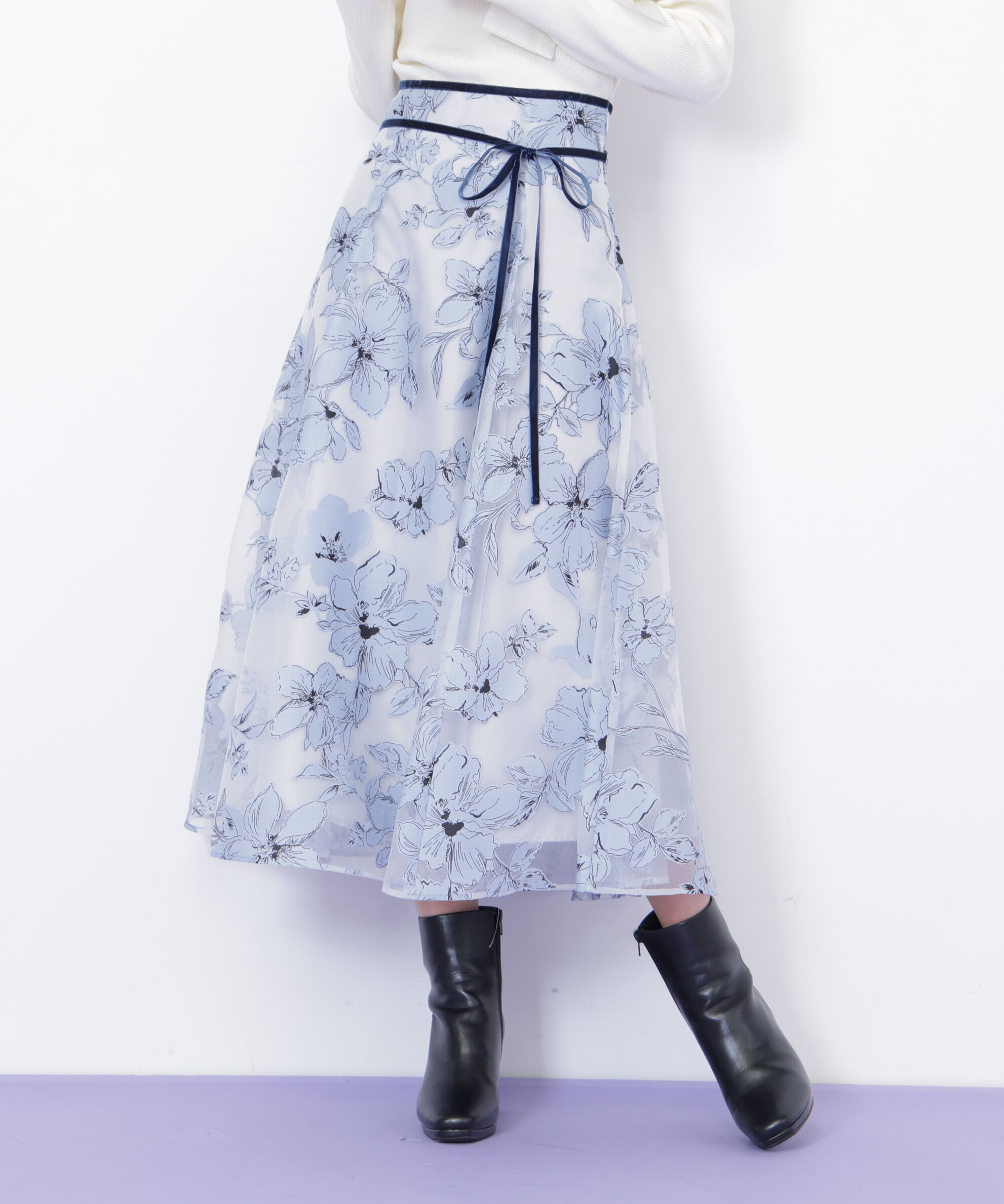  「ベロアリボンオパールフラワースカート」|スカート|