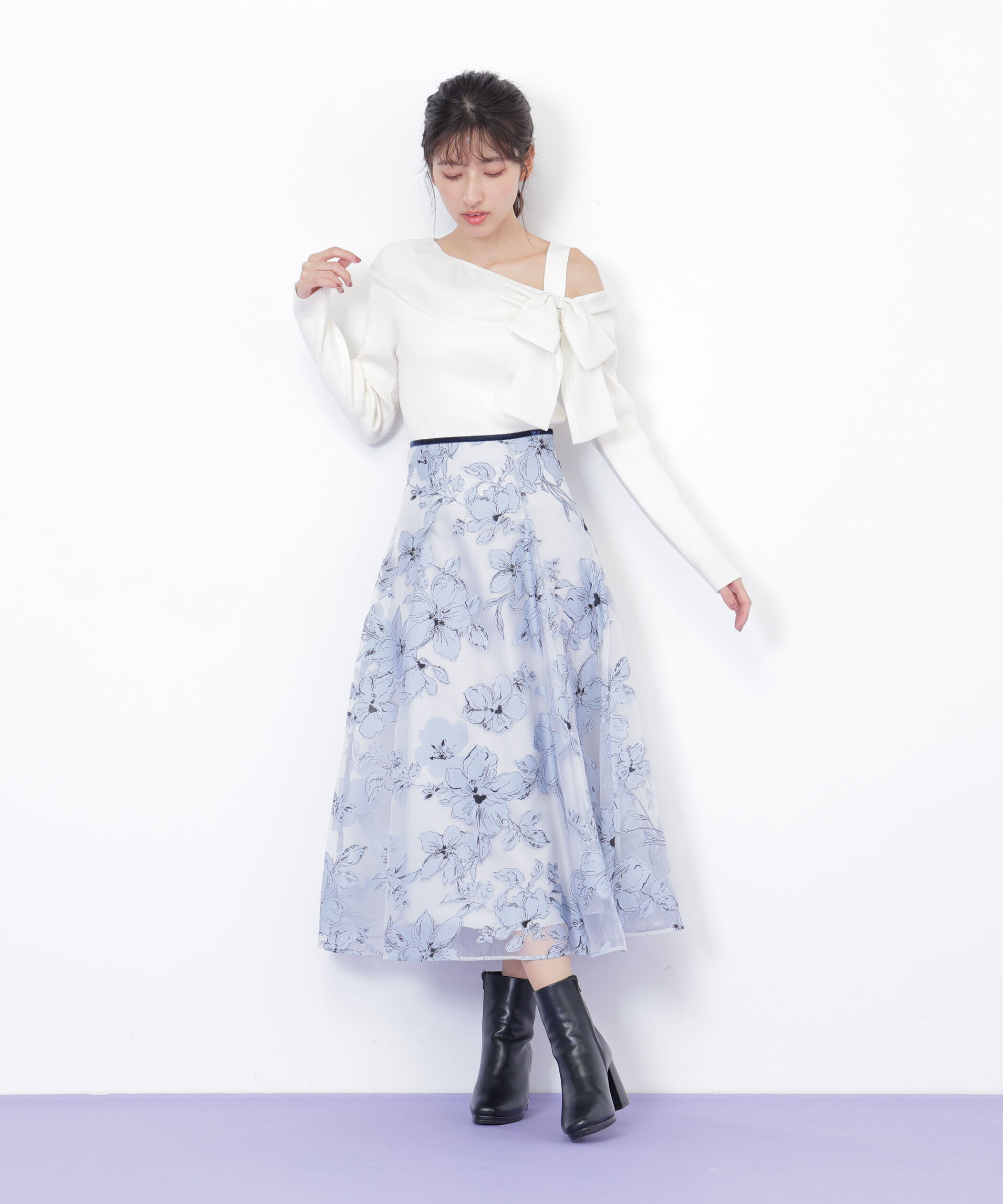  「ベロアリボンオパールフラワースカート」|スカート|