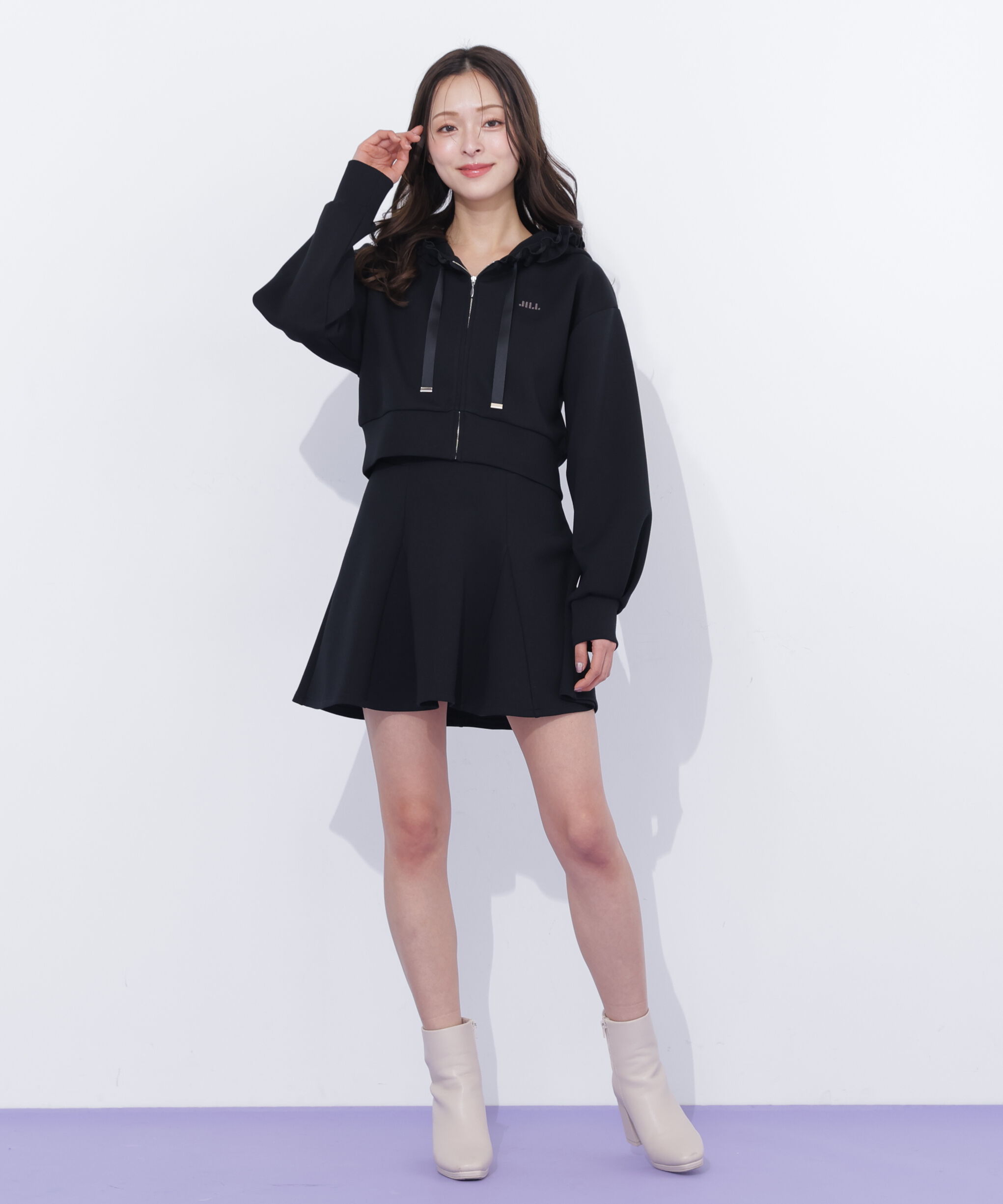  「ダイバーセットアップ　ミニスカパン」|スカート|ブラック