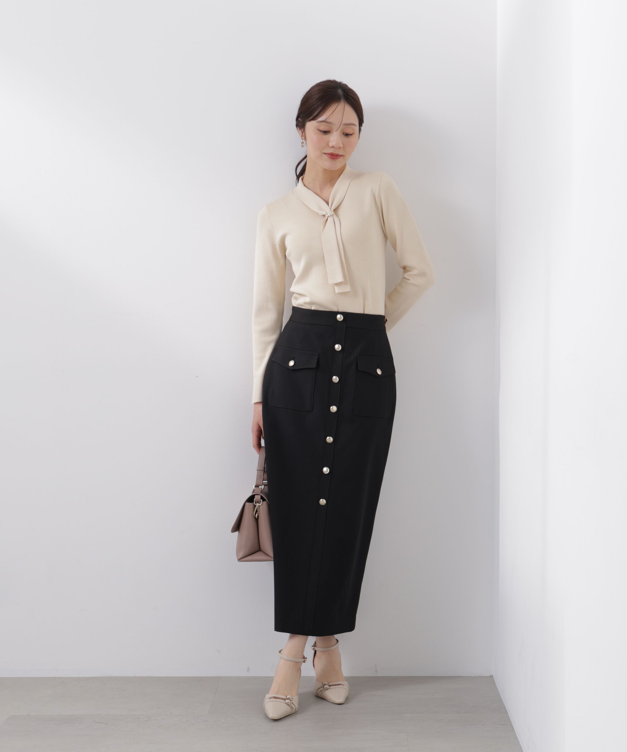 PROPORTION BODY DRESSING「フロント釦ナロースカート　26SS」|スカート|