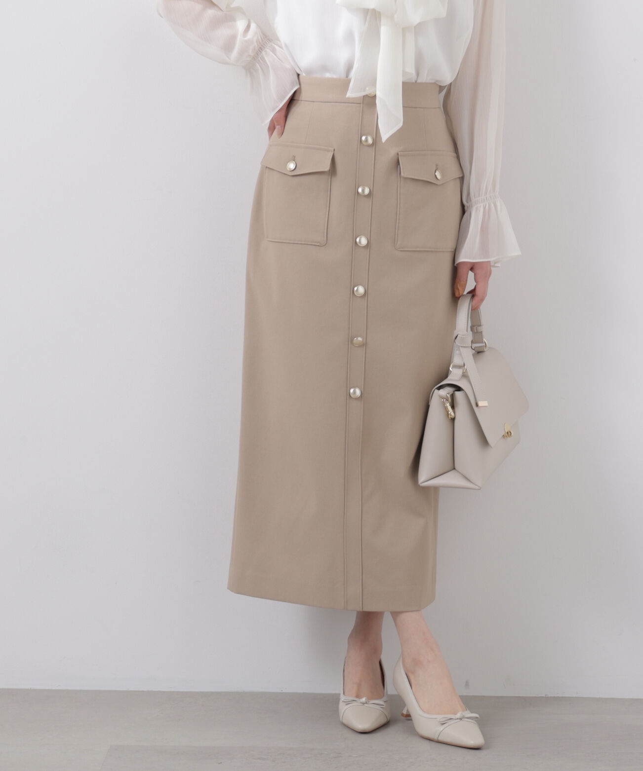 PROPORTION BODY DRESSING「フロント釦ナロースカート　26SS」|スカート|