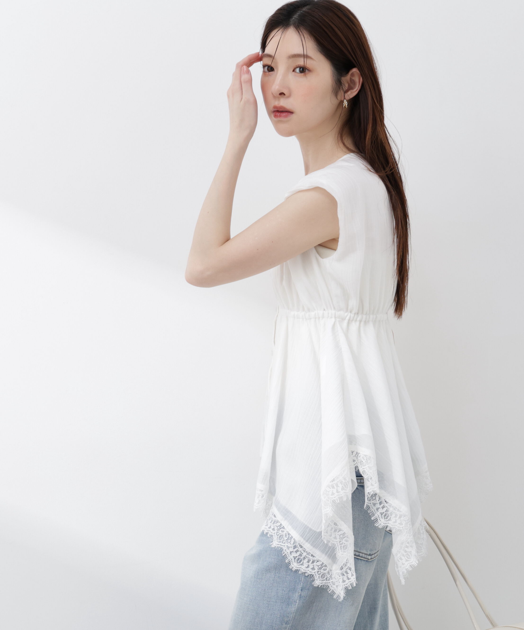 PROPORTION BODY DRESSING「レーストリミングヘムブラウス 26SS」|シャツ・ブラウス|