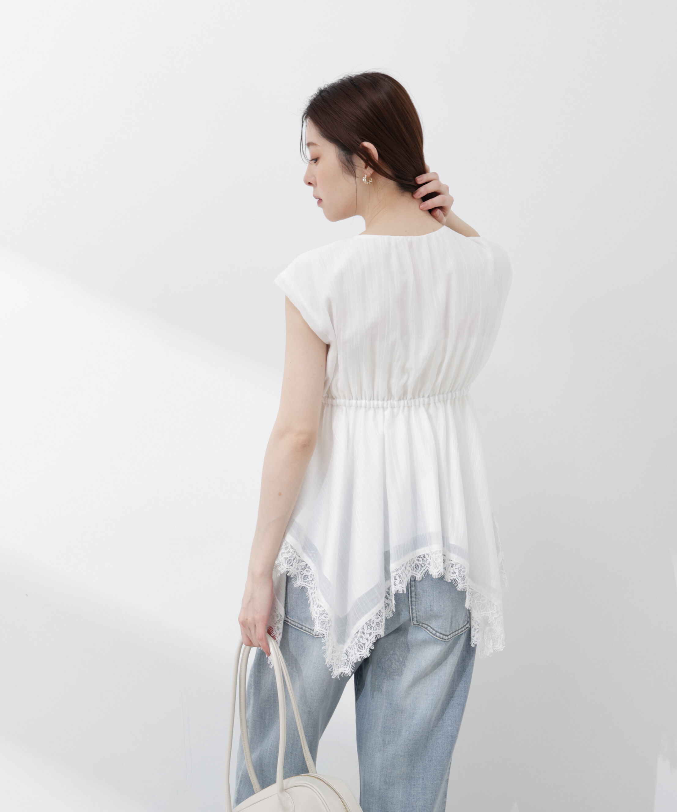 PROPORTION BODY DRESSING「レーストリミングヘムブラウス 26SS」|シャツ・ブラウス|