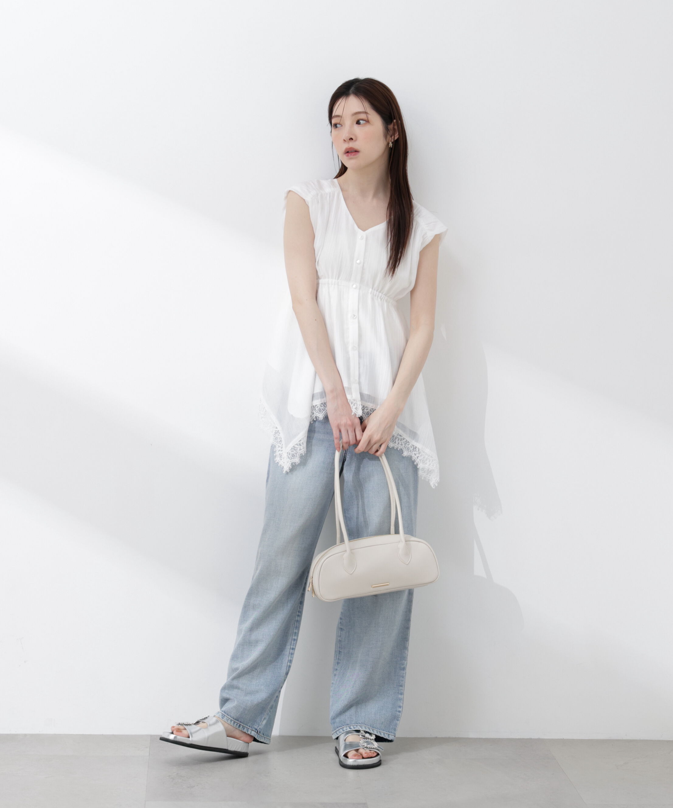 PROPORTION BODY DRESSING「レーストリミングヘムブラウス 26SS」|シャツ・ブラウス|