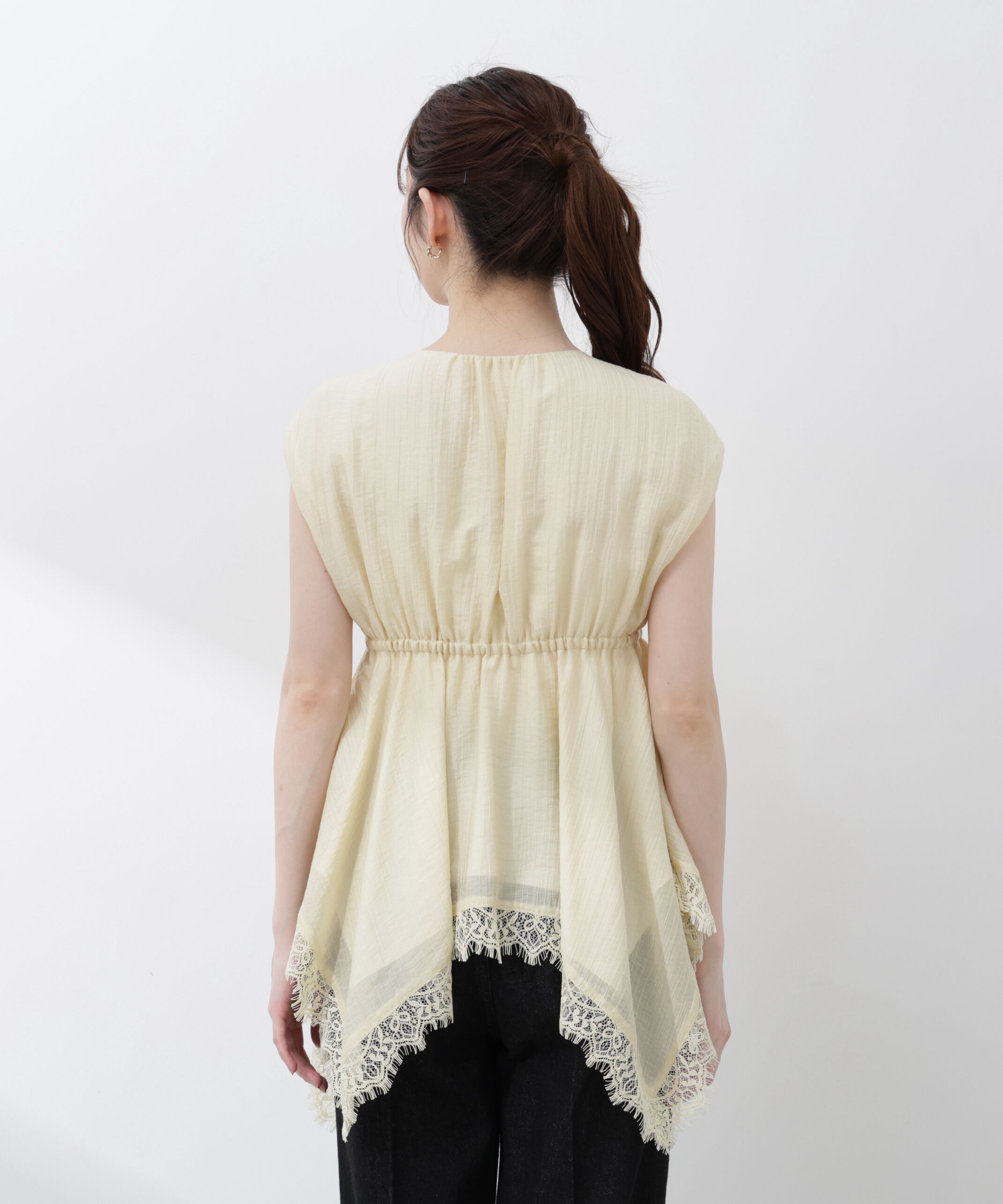 PROPORTION BODY DRESSING「レーストリミングヘムブラウス 26SS」|シャツ・ブラウス|