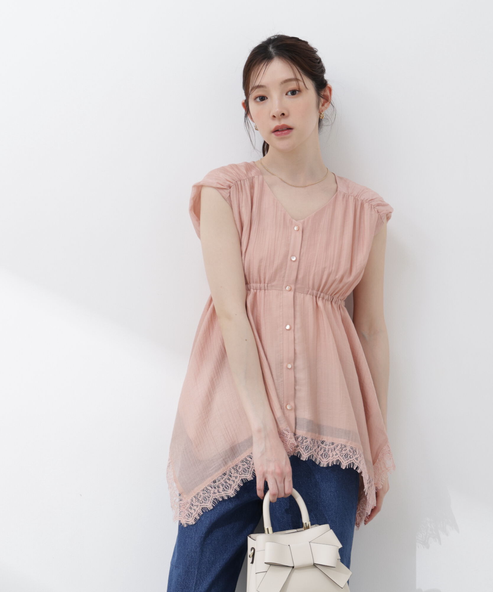 PROPORTION BODY DRESSING「レーストリミングヘムブラウス 26SS」|シャツ・ブラウス|