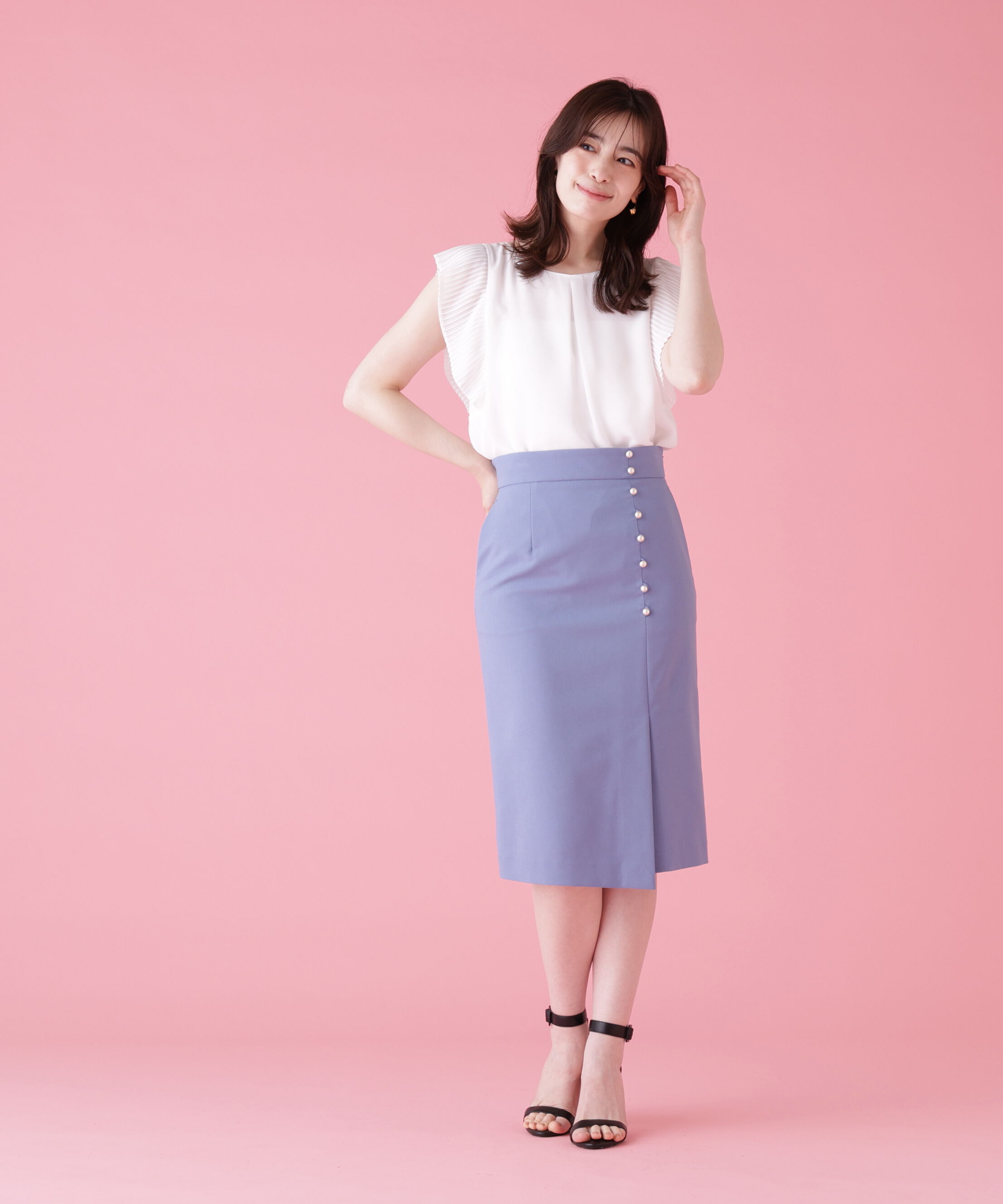  「プリーツスリーブタックブラウス」|シャツ・ブラウス|