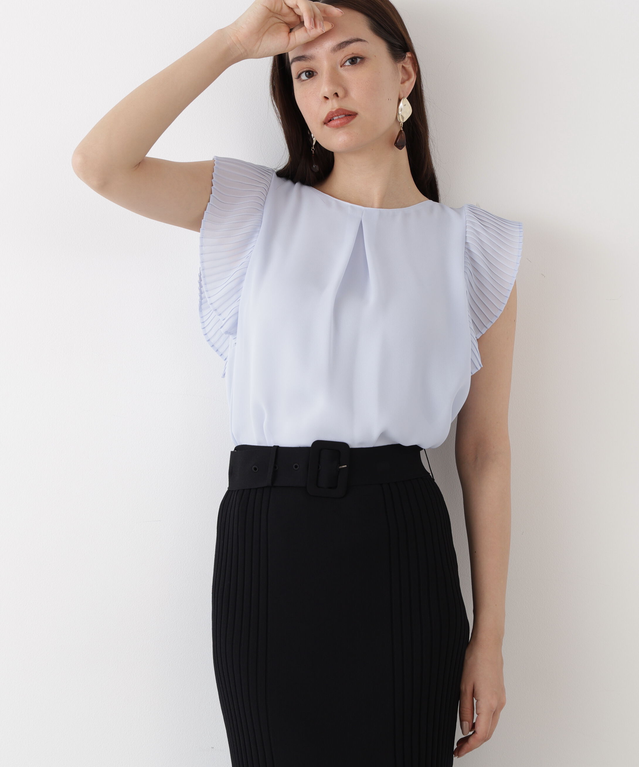  「プリーツスリーブタックブラウス」|シャツ・ブラウス|