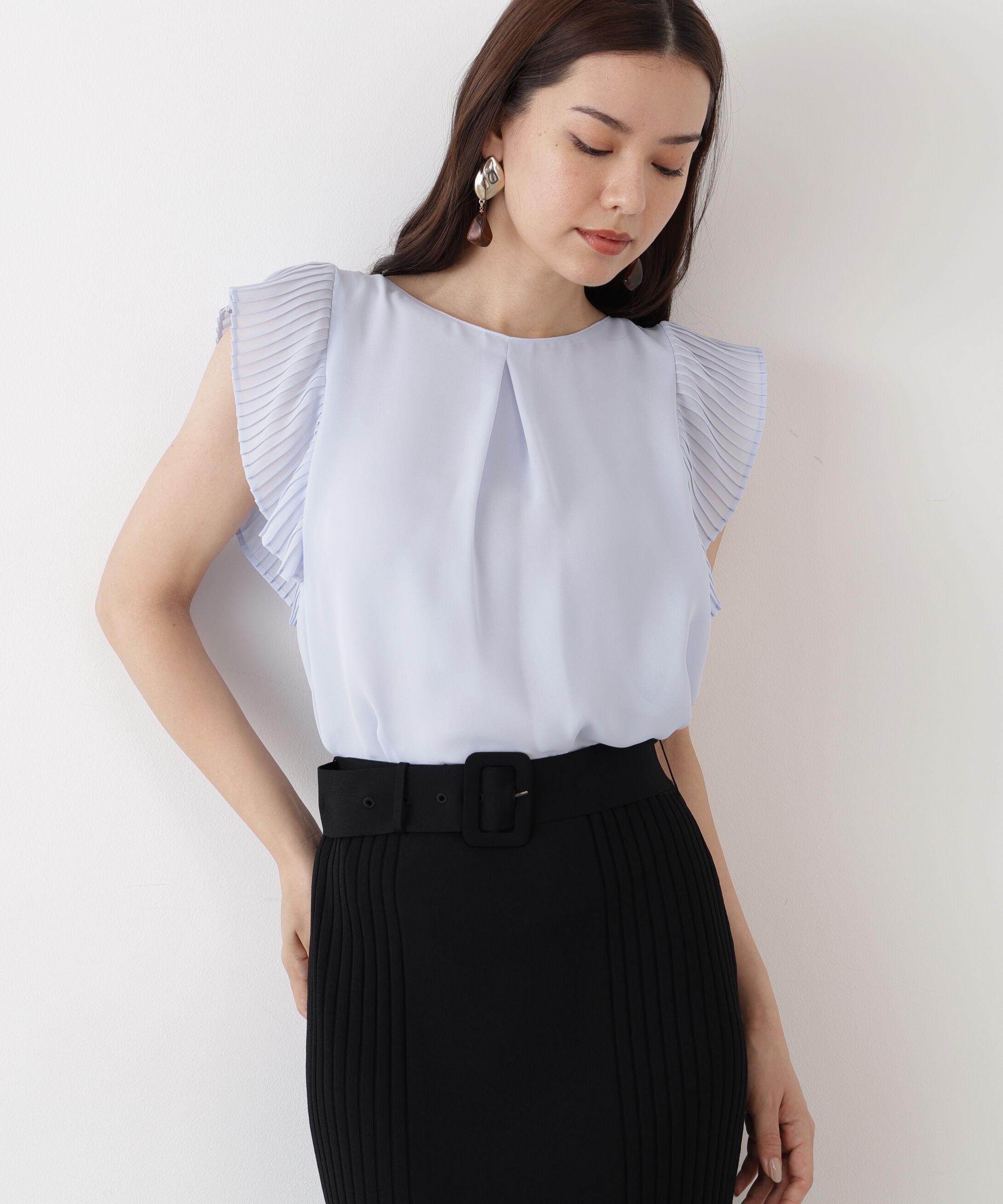  「プリーツスリーブタックブラウス」|シャツ・ブラウス|