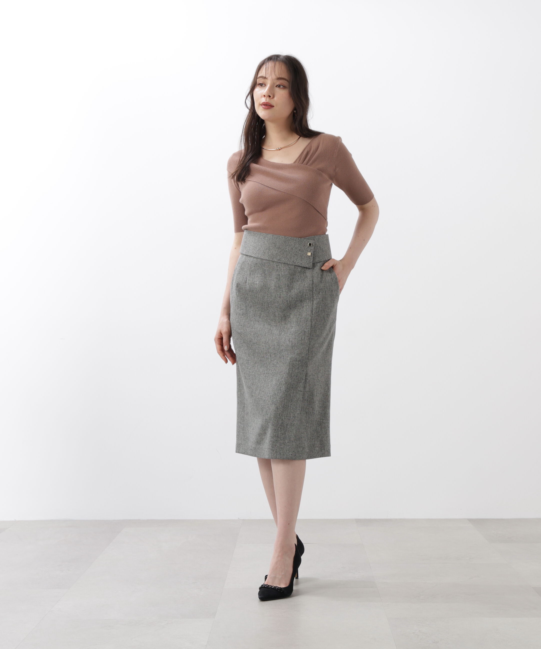  「◆アシンメトリーネックニットプルオーバー」|ニット・セーター|