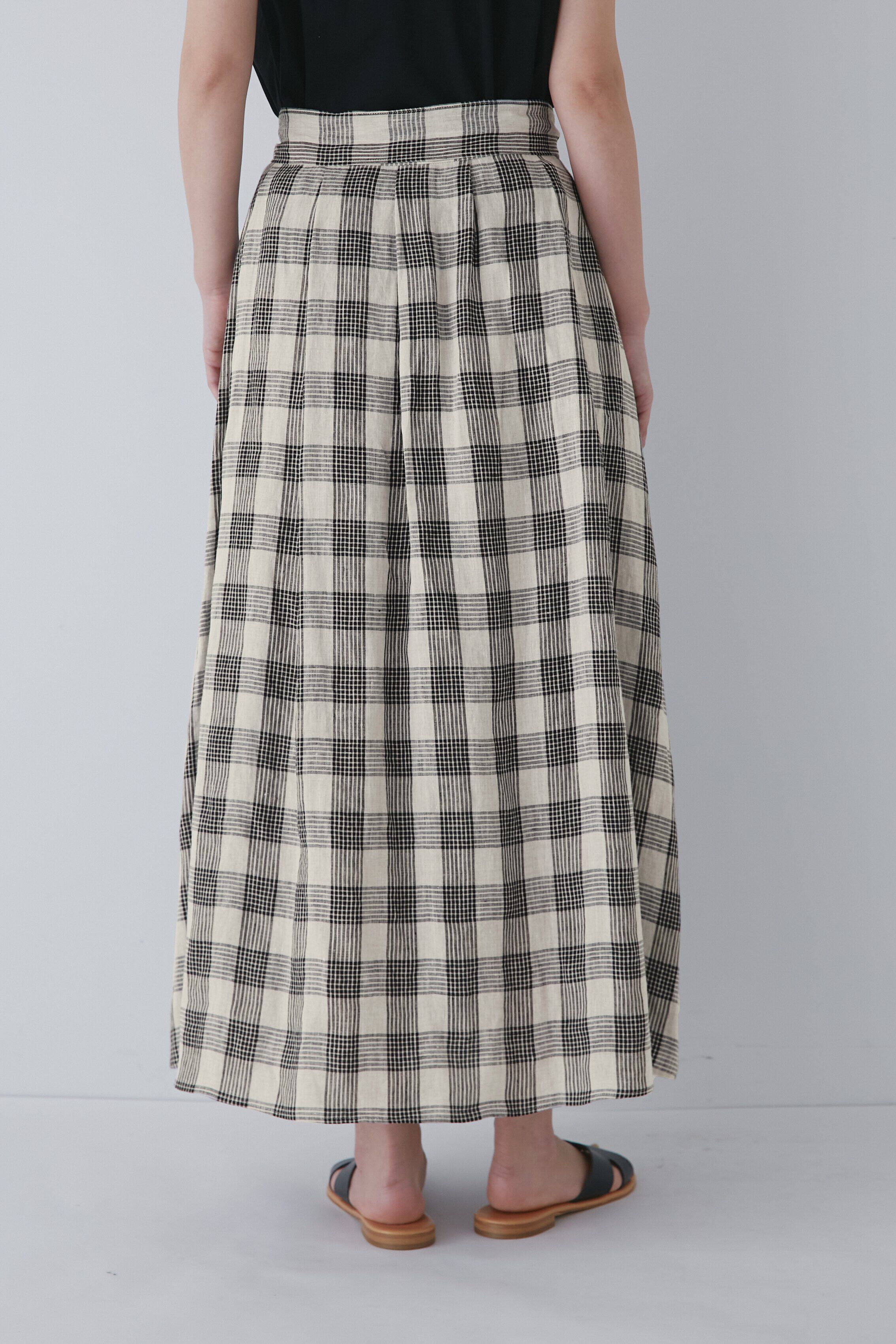  「◆麻チェックボリュームスカート」|スカート|