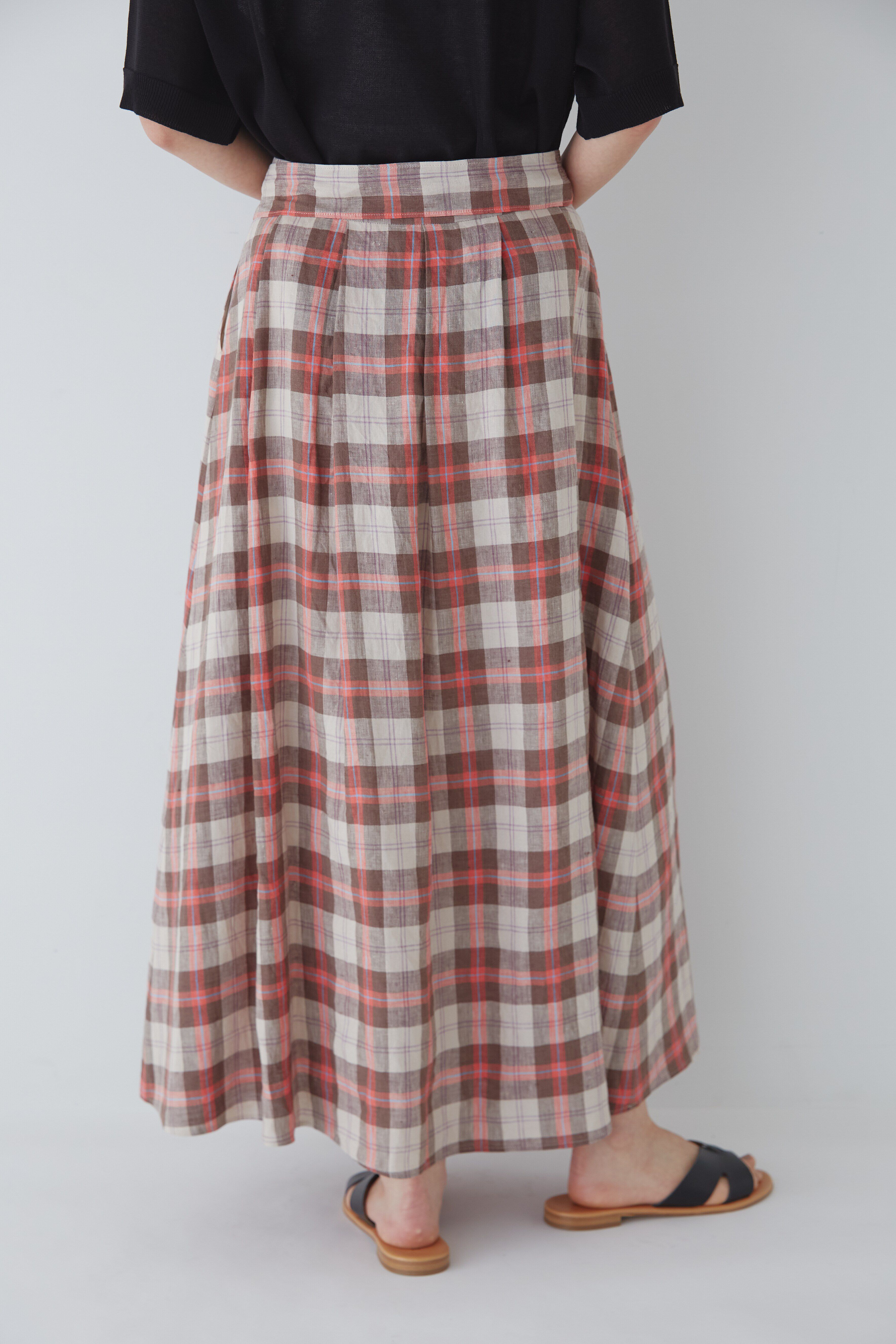  「◆麻チェックボリュームスカート」|スカート|