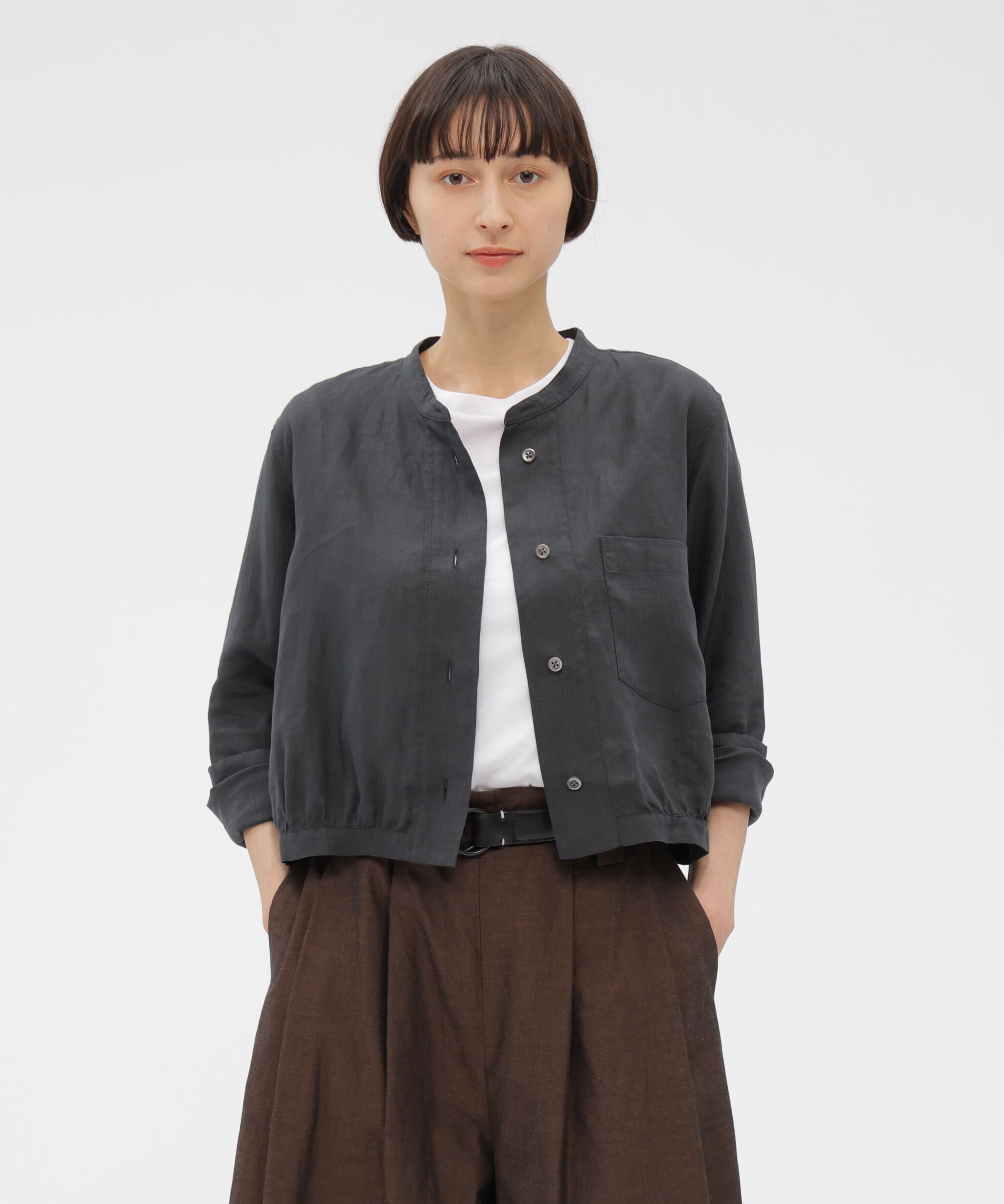  「LINEN VOILE SHIRT」|シャツ・ブラウス|DARK GREEN3
