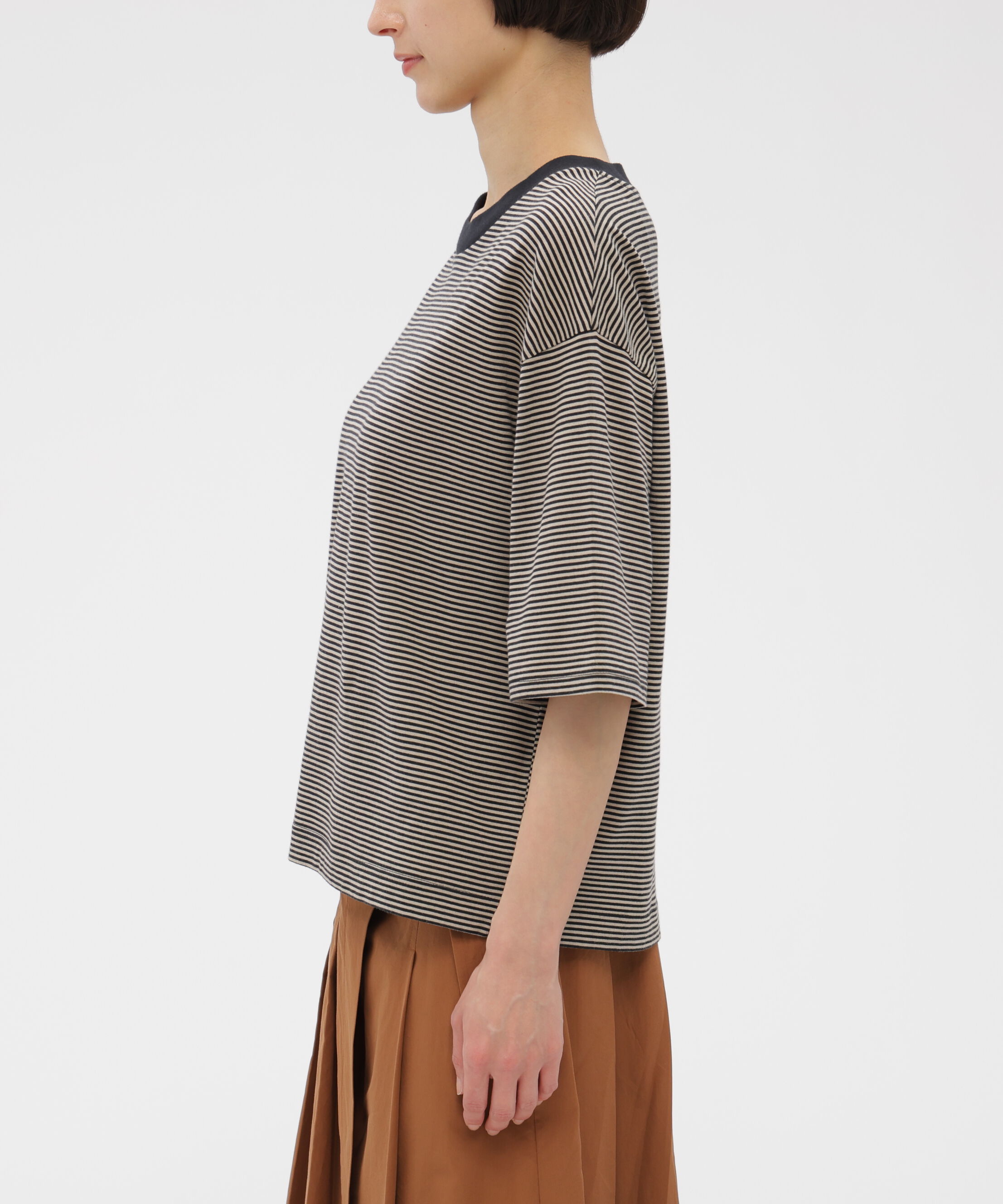  「COTTON MINI STRIPE JERSEY TOP」|Tシャツ・カットソー|