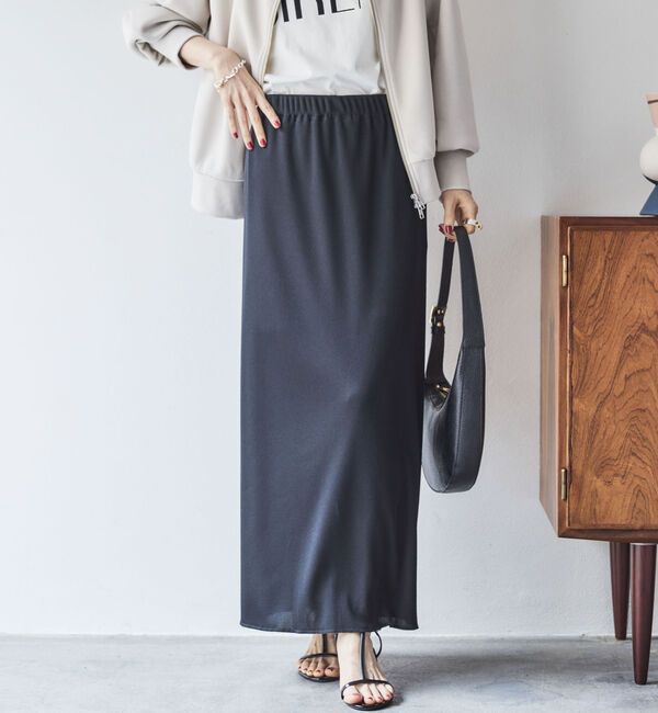 Doux archives「リブロングタイトスカート」|スカート|BLACK