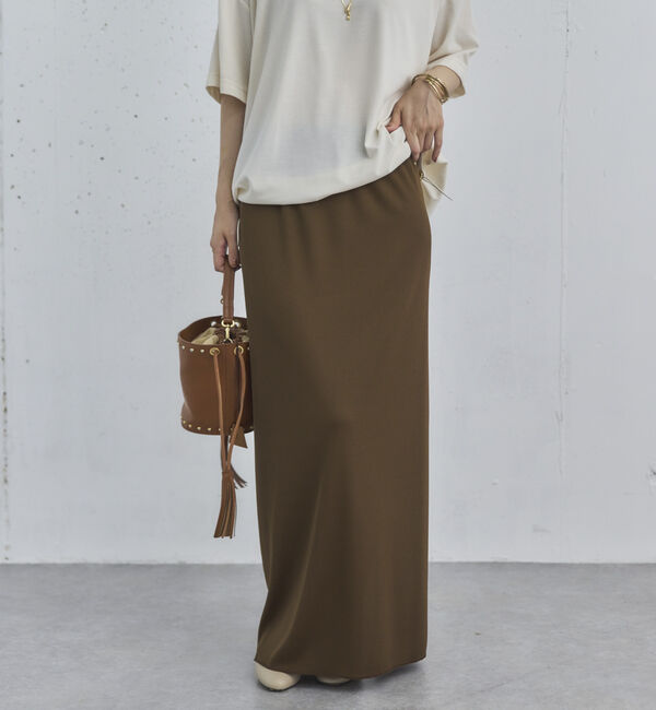 Doux archives「リブロングタイトスカート」|スカート|BROWN