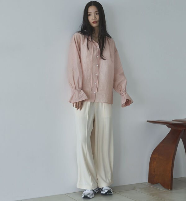 Doux archives「シアーストライプスタンドフリルブラウス」|シャツ・ブラウス|