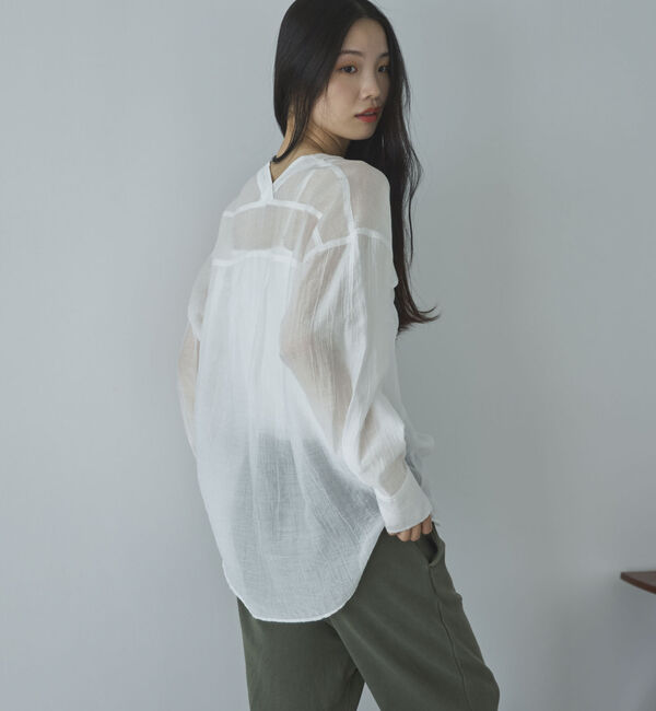 Doux archives「Ｖ開きシアー楊柳ブラウス」|シャツ・ブラウス|