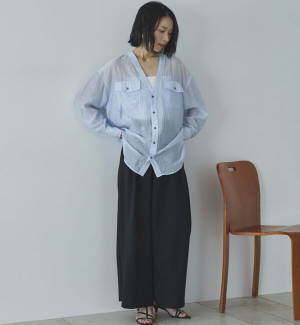 Doux archives「Ｖ開きシアー楊柳ブラウス」|シャツ・ブラウス|