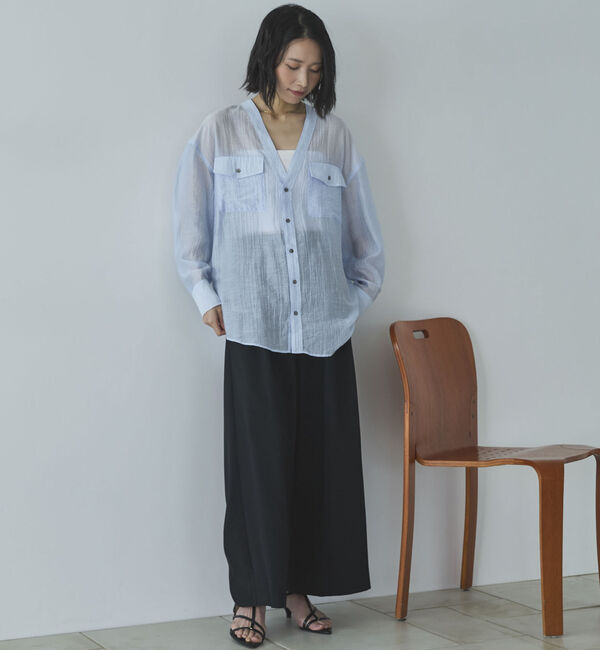 Doux archives「Ｖ開きシアー楊柳ブラウス」|シャツ・ブラウス|