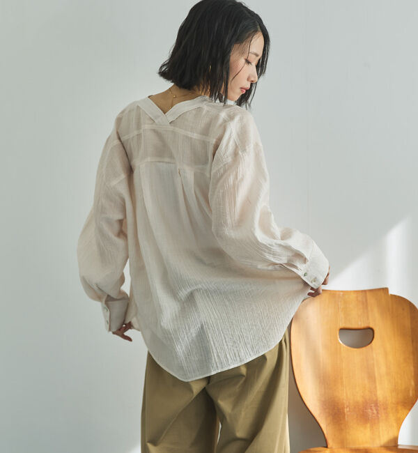 Doux archives「Ｖ開きシアー楊柳ブラウス」|シャツ・ブラウス|