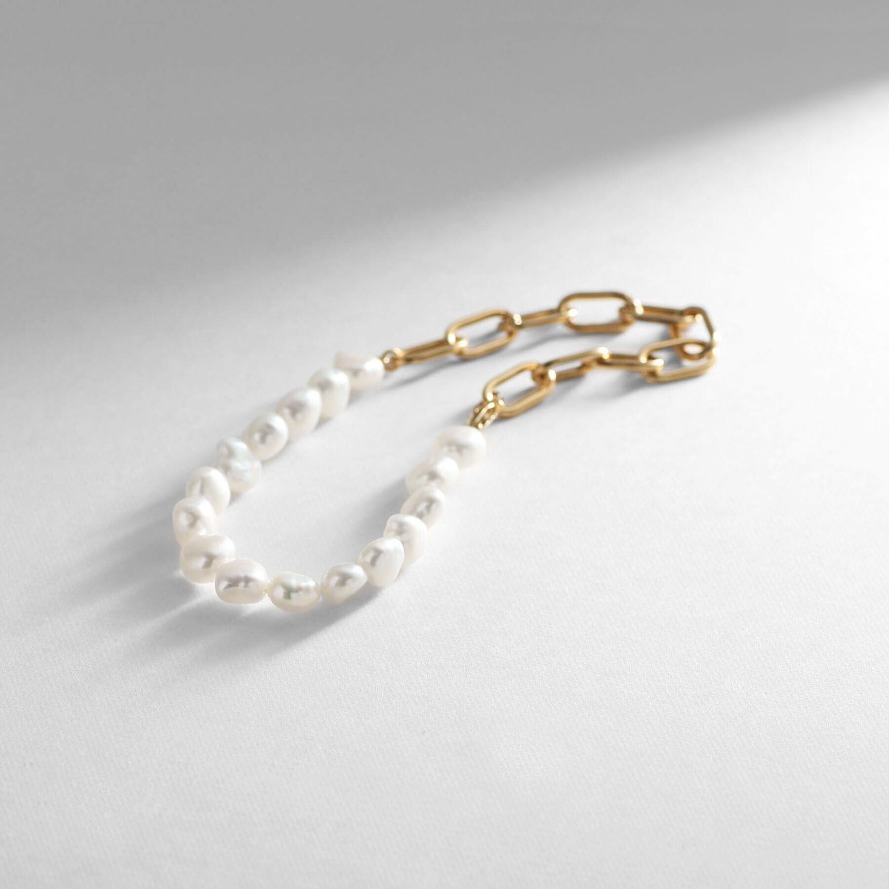 COCOSHNIK ONKITSCH「シルバー バロックパール チェーンミックス ブレスレットＬ GP」|ブレスレット・バングル|