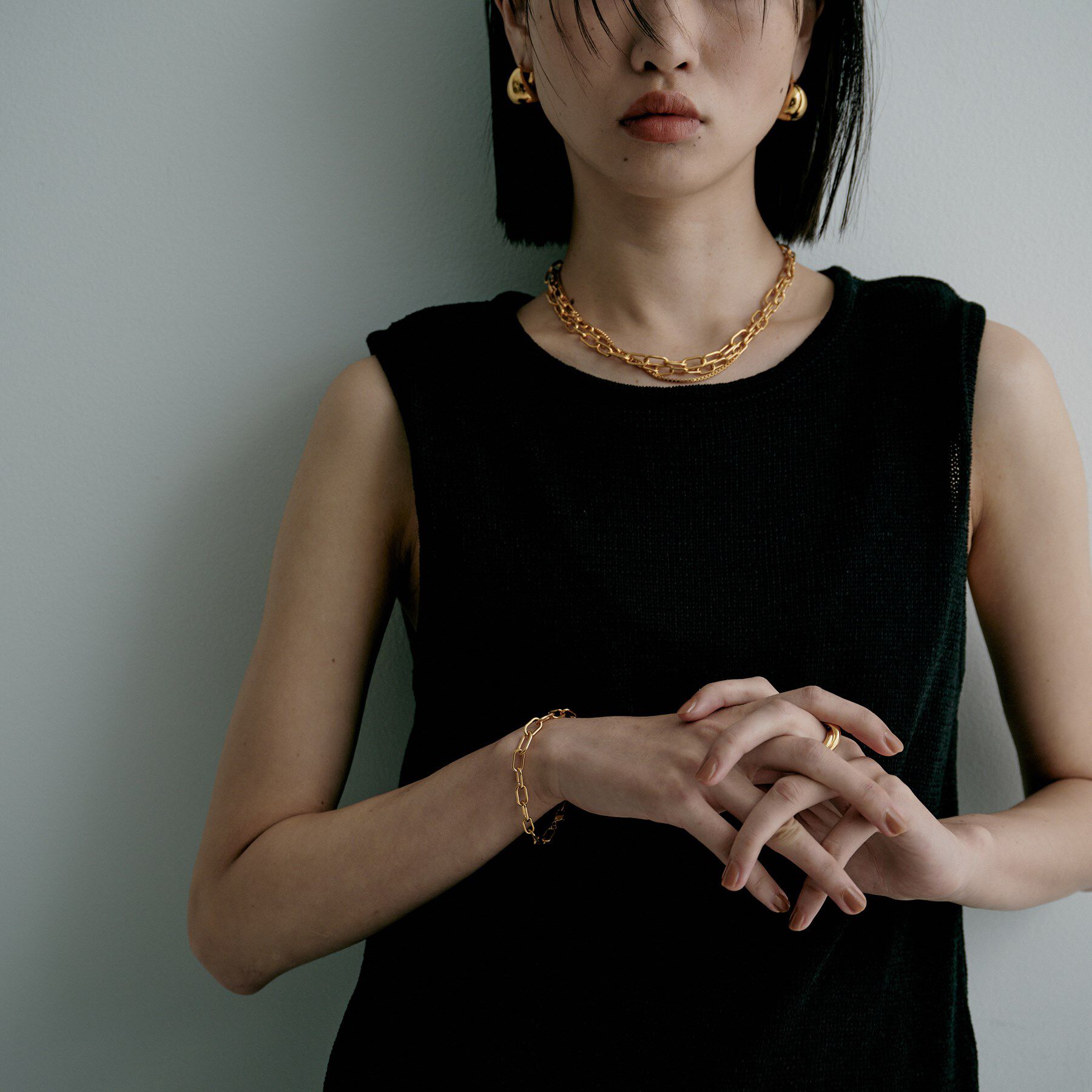 COCOSHNIK ONKITSCH「シルバー デザインチェーン ケーブルグラデーションブレスレットGP」|ブレスレット・バングル|