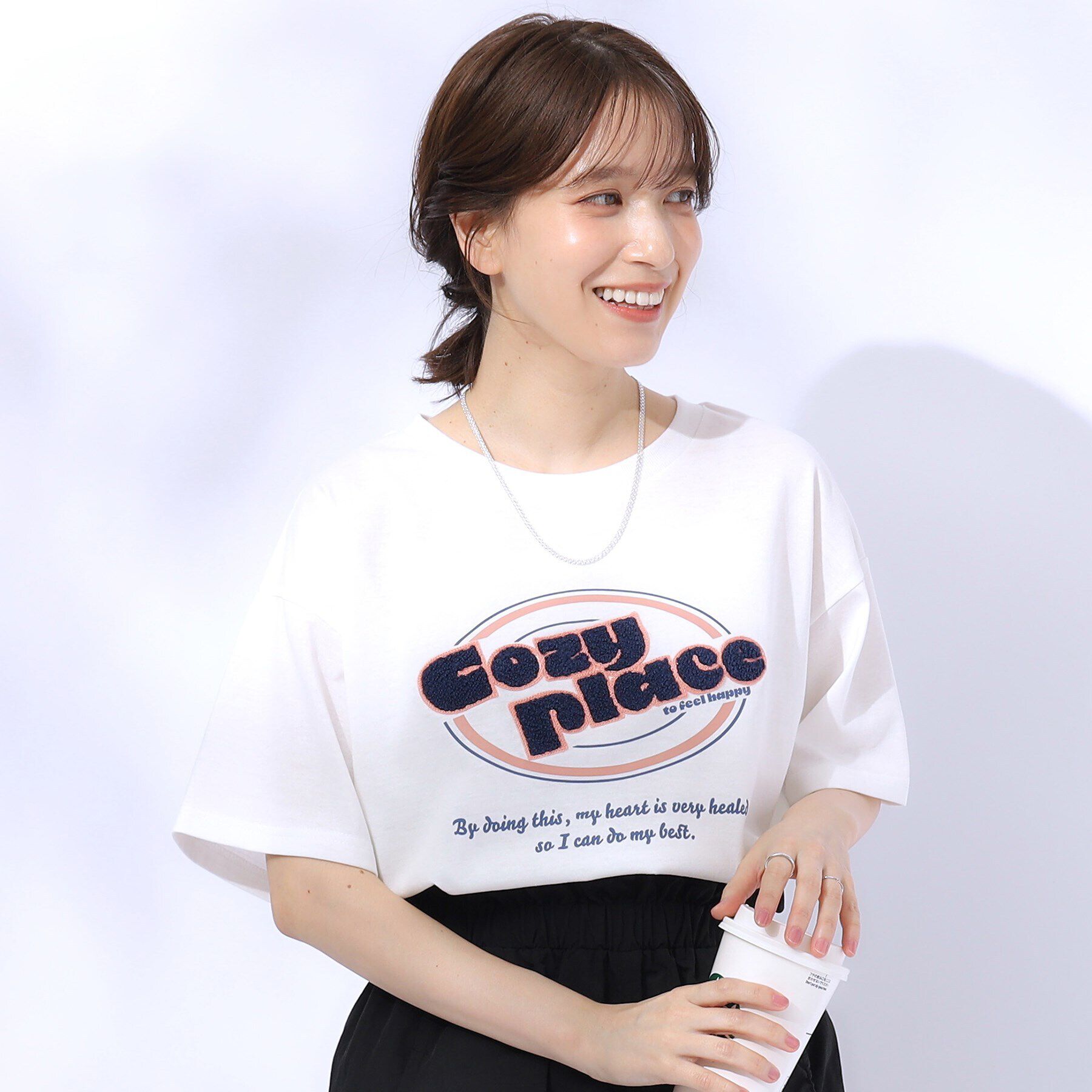 SHOO･LA･RUE「サガラ刺繍BIGTシャツ」|Tシャツ・カットソー|ﾎﾜｲﾄ(002)