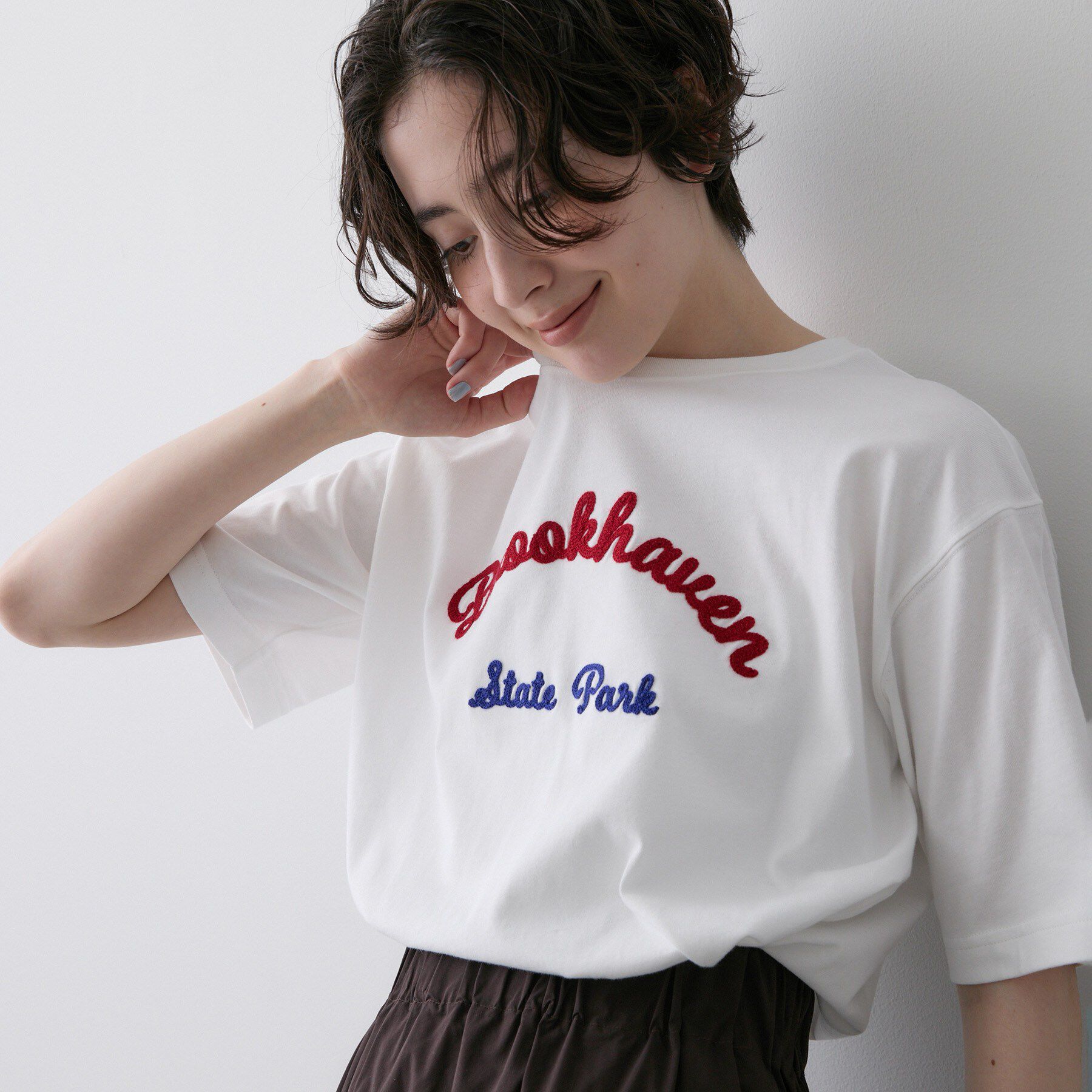 Dessin「【洗える】オーガニックコットンロゴTシャツ」|Tシャツ・カットソー|ホワイト(001)