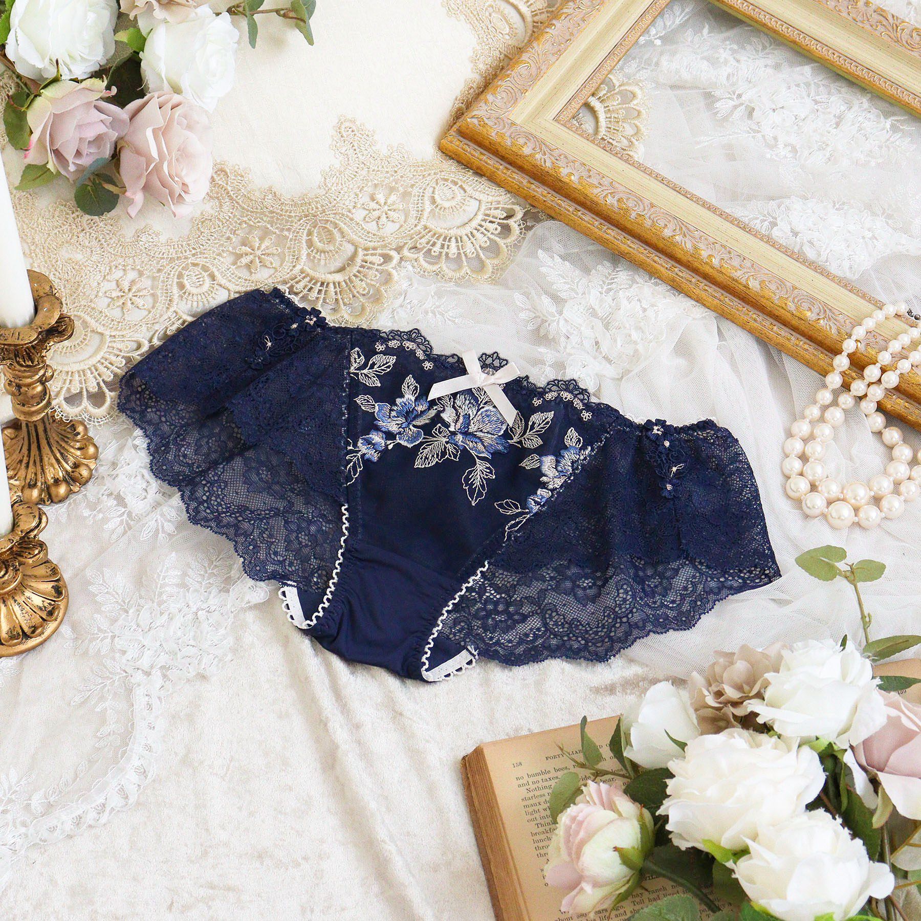 Risa Magli「マルレーン レースショーツ」|インナー|ネイビー(094)