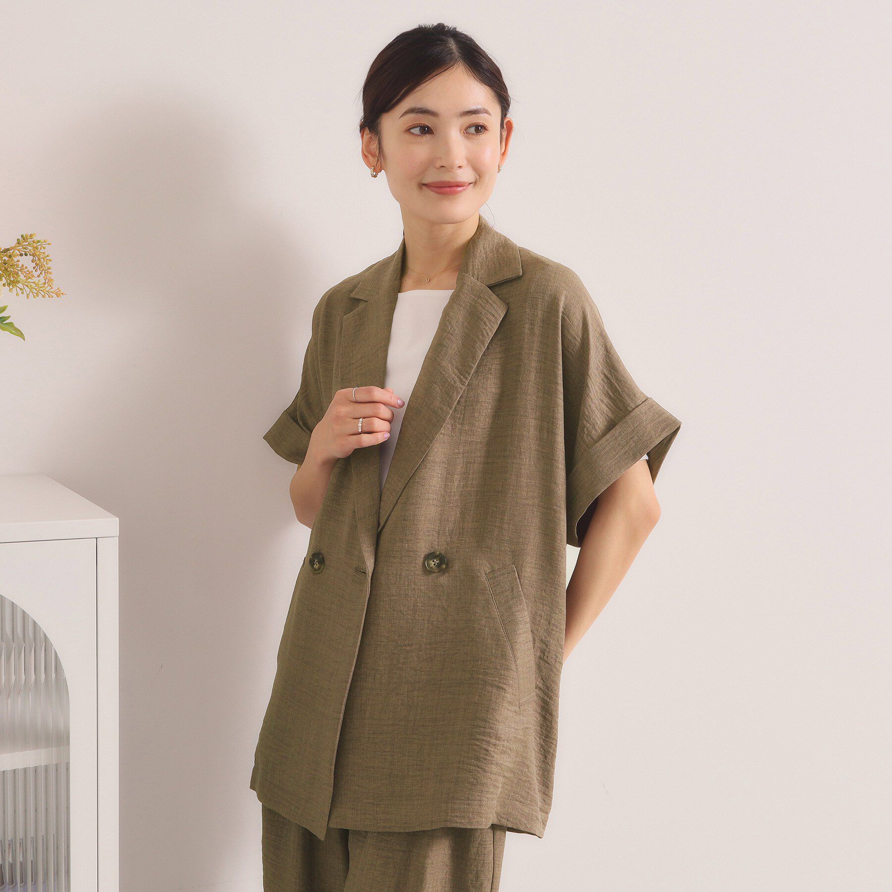 ITS&rsquo;DEMO「【UVケア／接触冷感／吸水速乾／洗濯機OK】柔らかリネンライクジャケット」|テーラードジャケット|