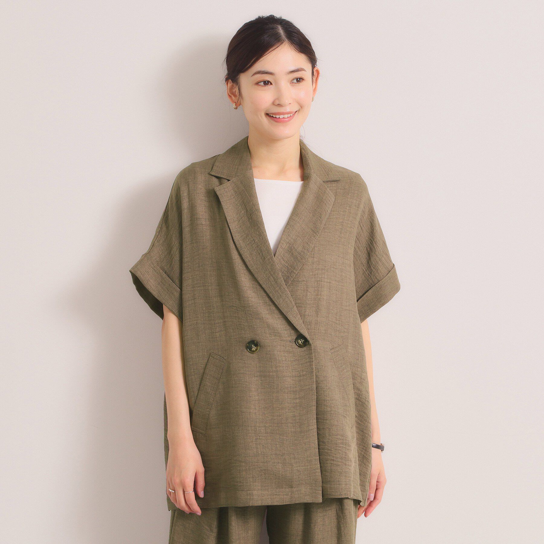 ITS&rsquo;DEMO「【UVケア／接触冷感／吸水速乾／洗濯機OK】柔らかリネンライクジャケット」|テーラードジャケット|