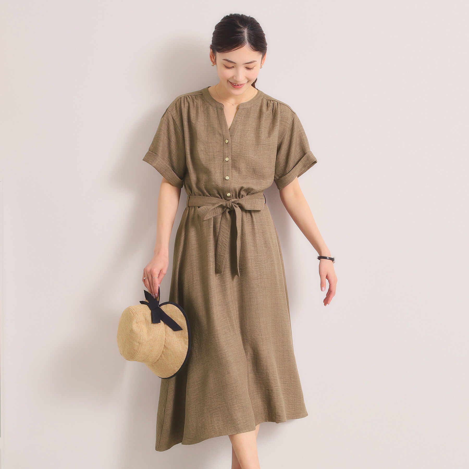 ITS&rsquo;DEMO「【UVケア／イージーケア／洗濯機OK】柔らかリネンライクワンピース」|ワンピース|