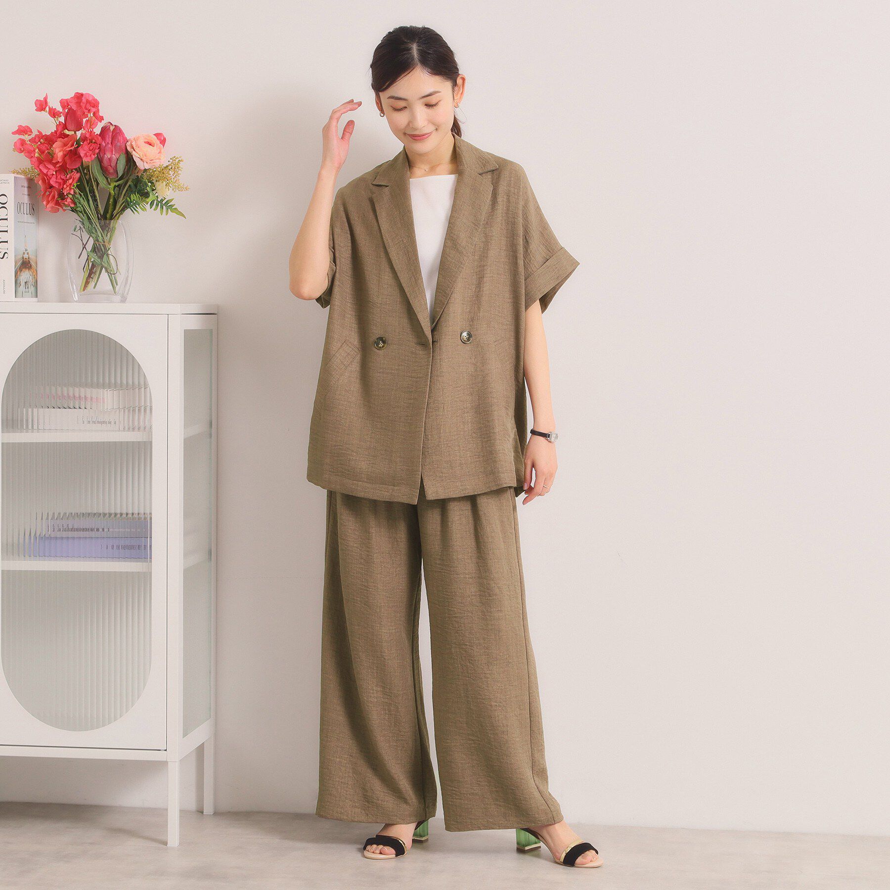 ITS&rsquo;DEMO「【UVケア／洗濯機OK／イージーケア】柔らかリネンライクワイドパンツ」|その他|