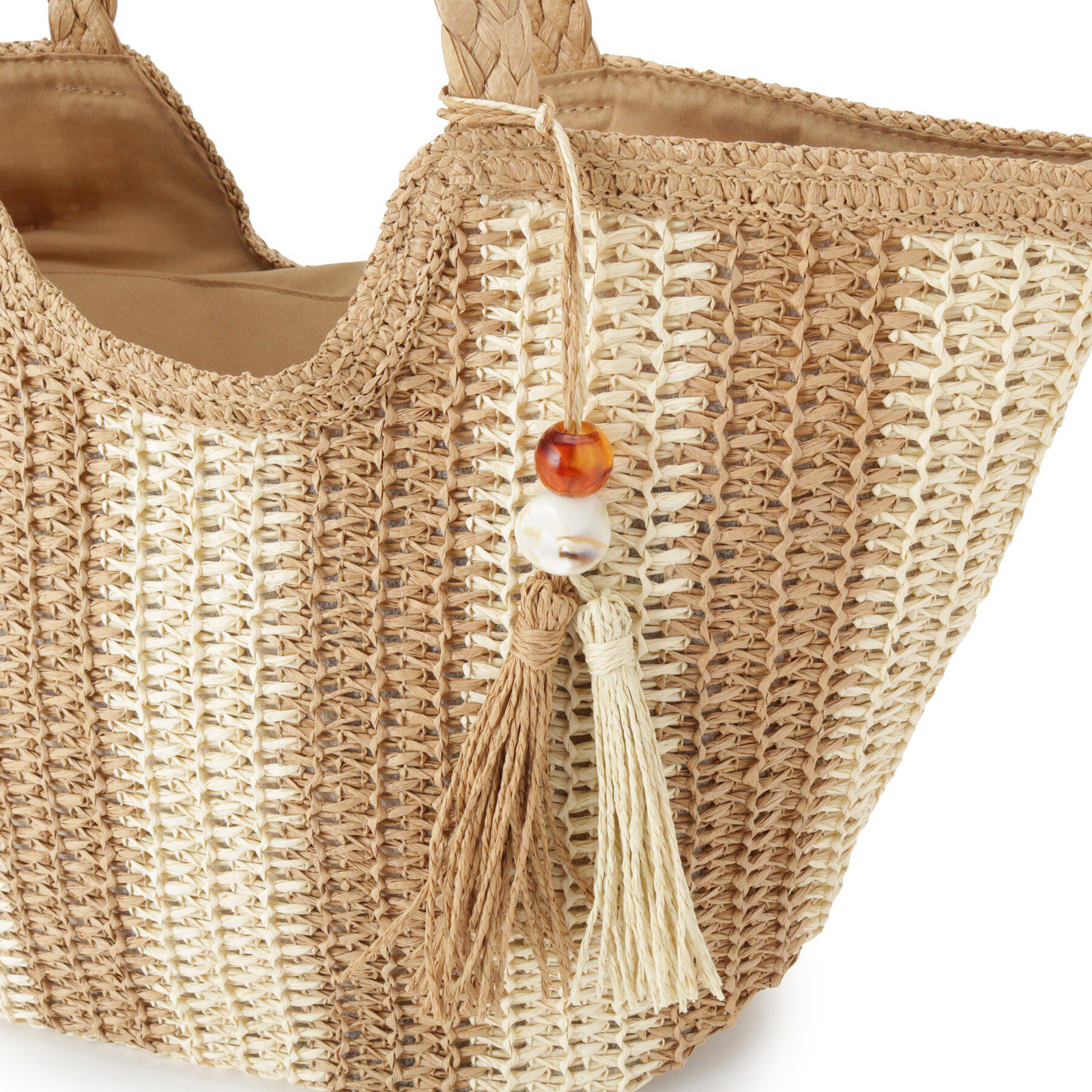 ITS&rsquo;DEMO「雑材ストーンタッセルトート」|トートバッグ|