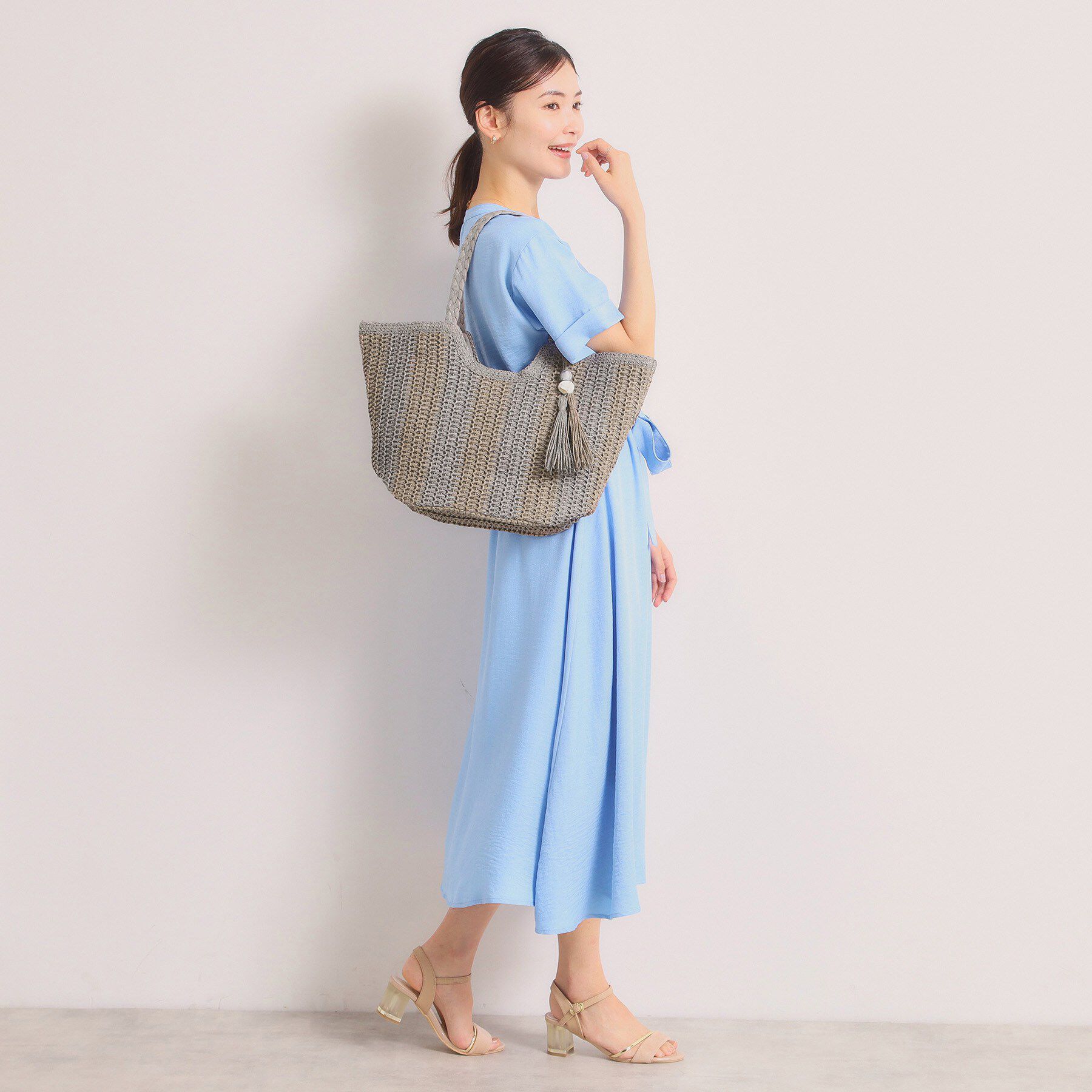 ITS&rsquo;DEMO「雑材ストーンタッセルトート」|トートバッグ|