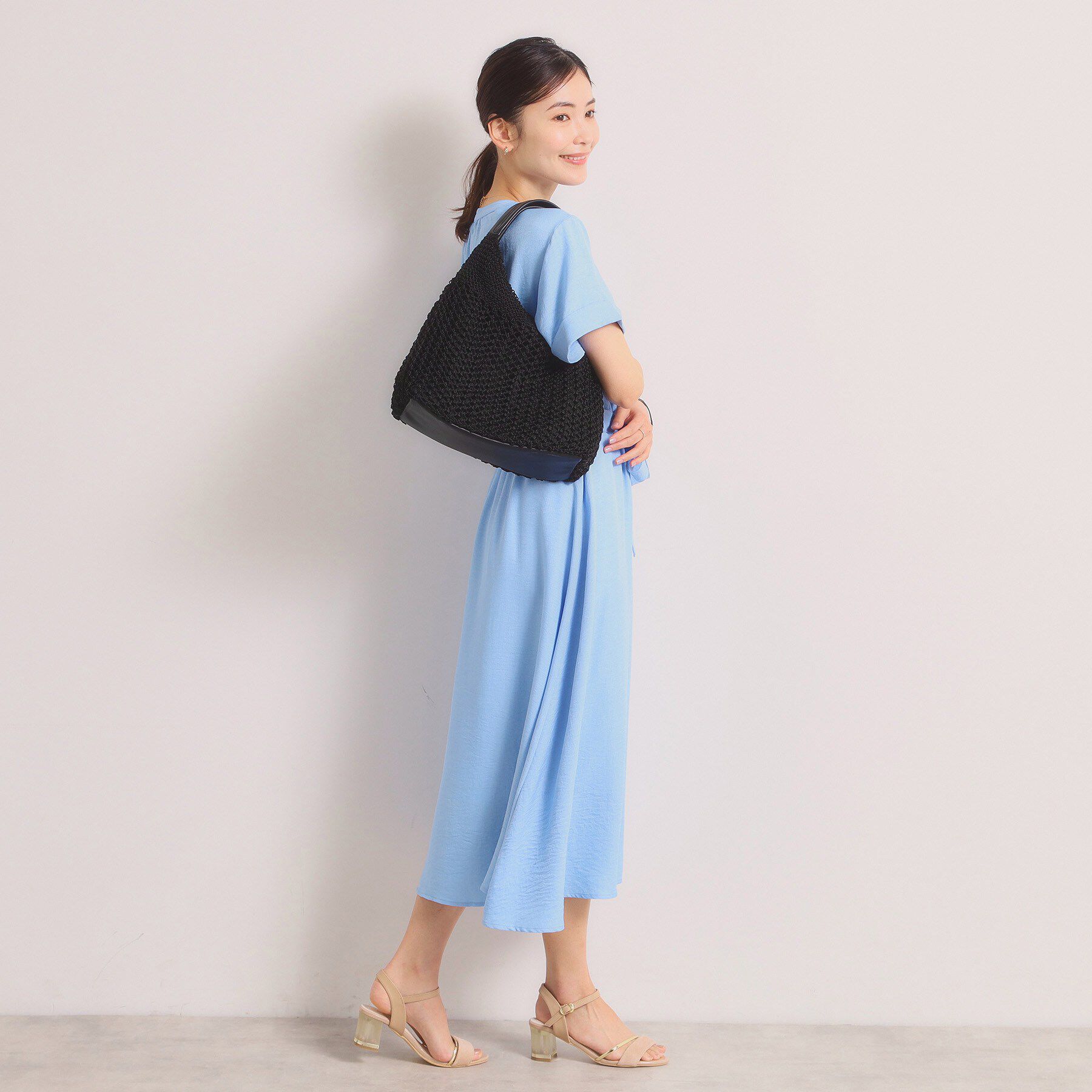 ITS&rsquo;DEMO「雑材コード編みラウンドトート」|トートバッグ|