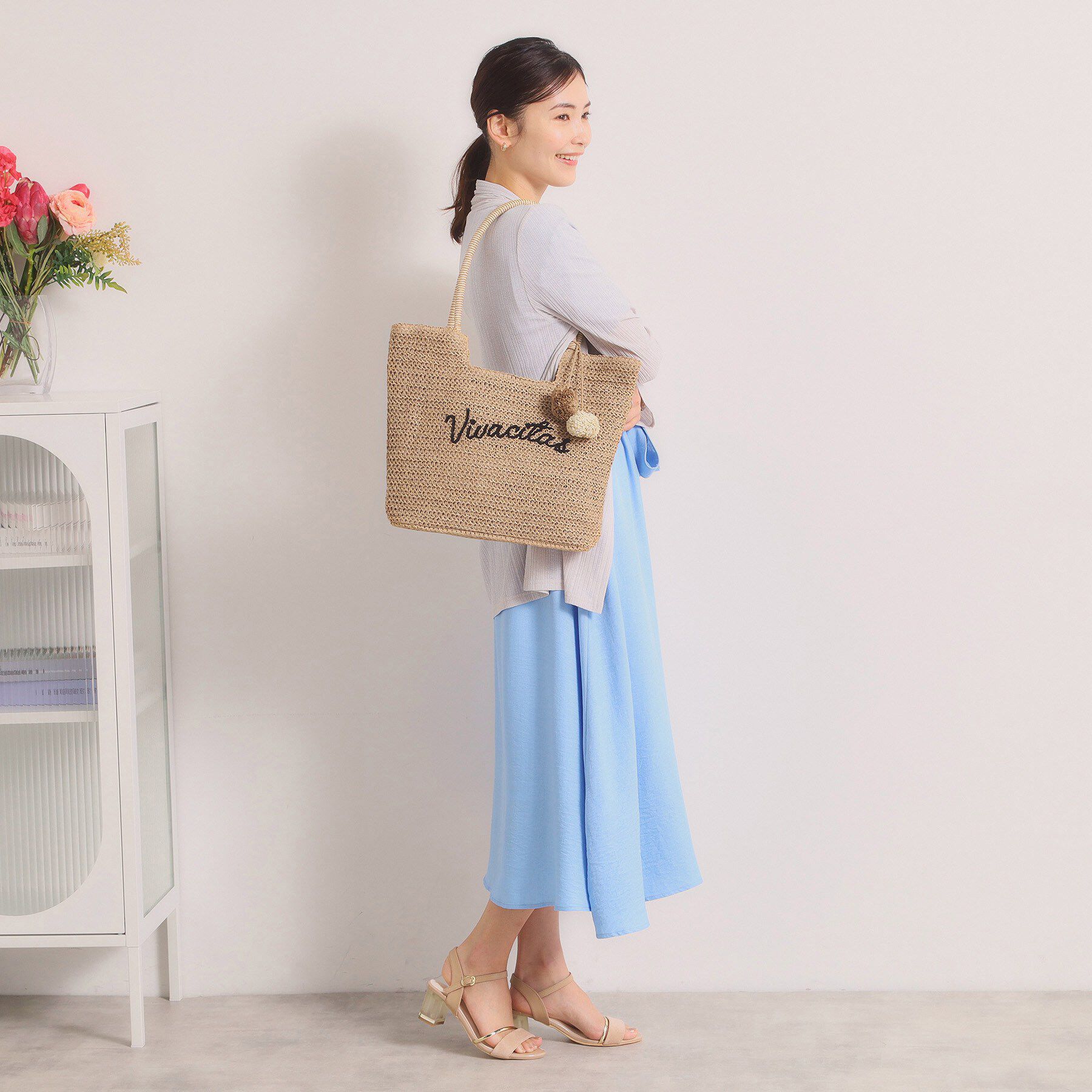 ITS&rsquo;DEMO「雑材ロゴ刺繍チャーム付きトート」|トートバッグ|