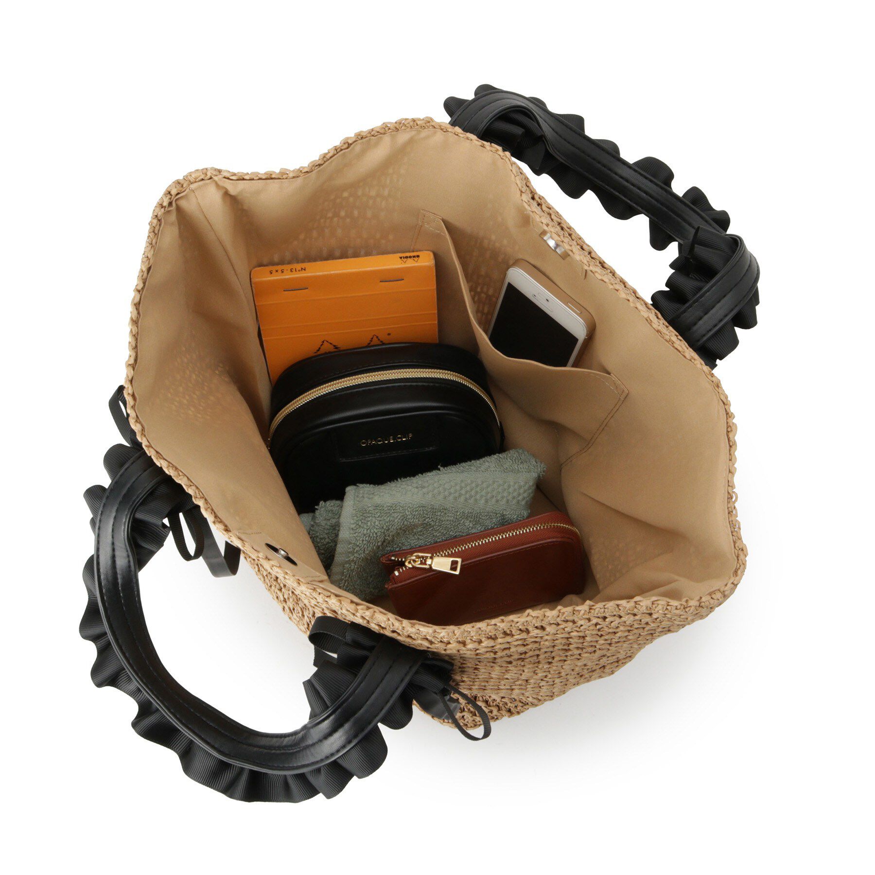 ITS&rsquo;DEMO「雑材フリルハンドルトート」|トートバッグ|