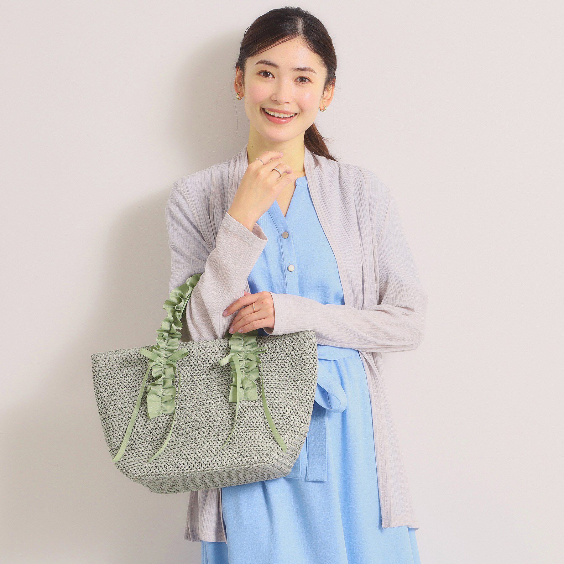 ITS&rsquo;DEMO「雑材フリルハンドルトート」|トートバッグ|