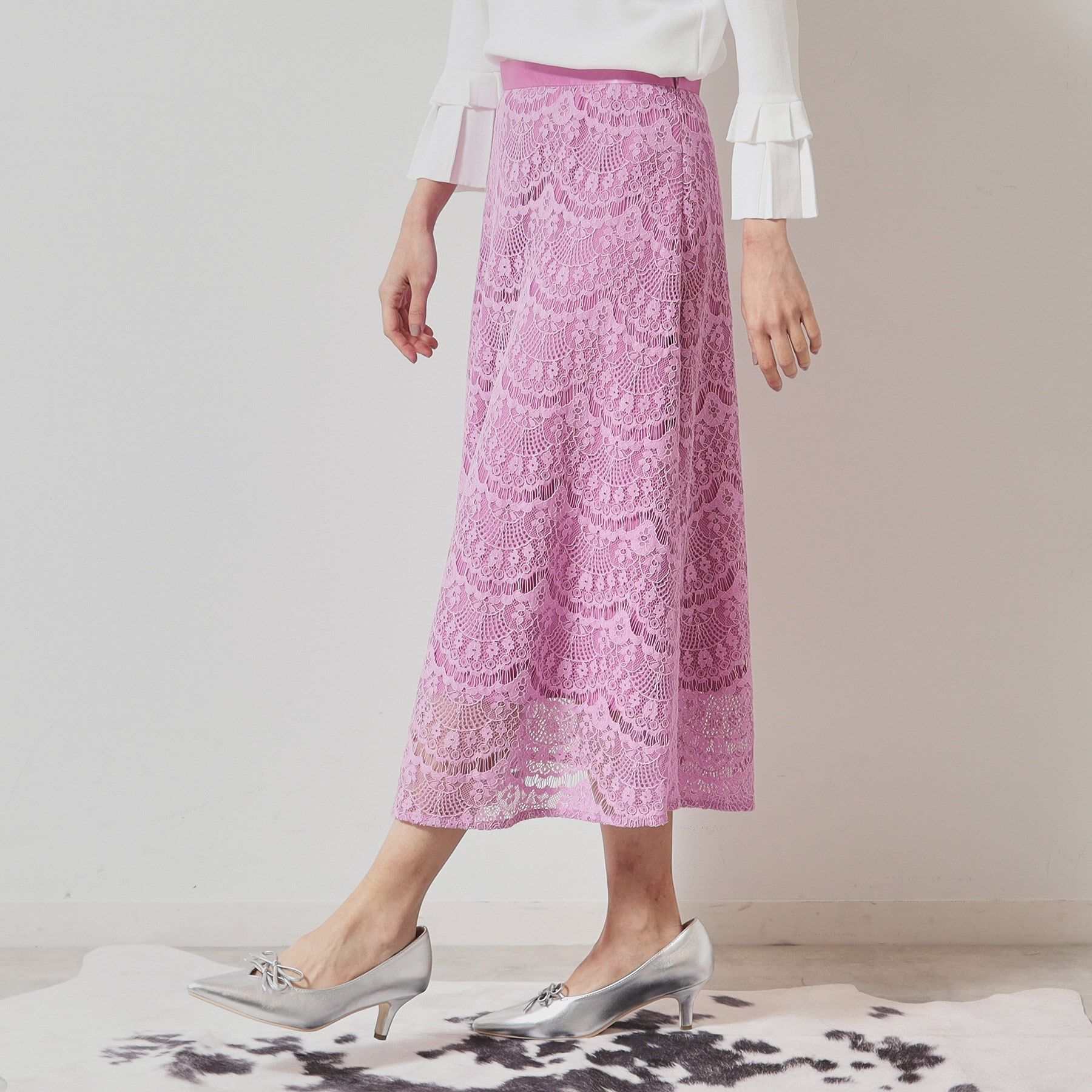 SunaUna「【フェミニン】レースフレアスカート」|スカート|