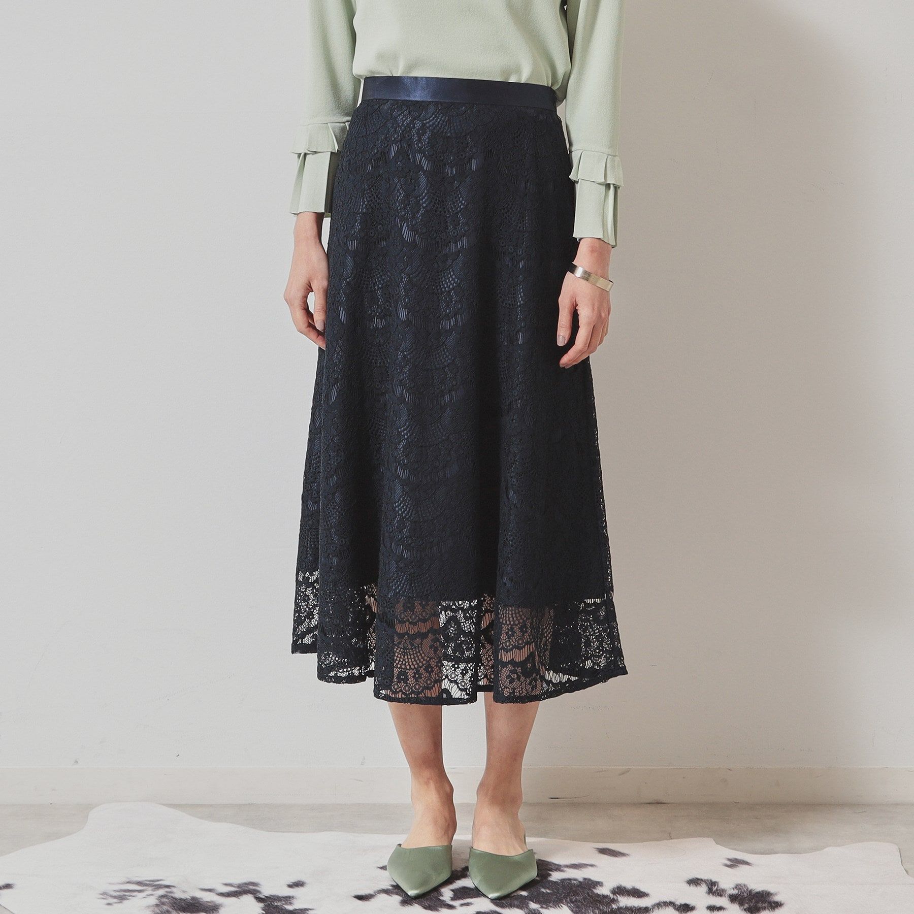 SunaUna「【フェミニン】レースフレアスカート」|スカート|