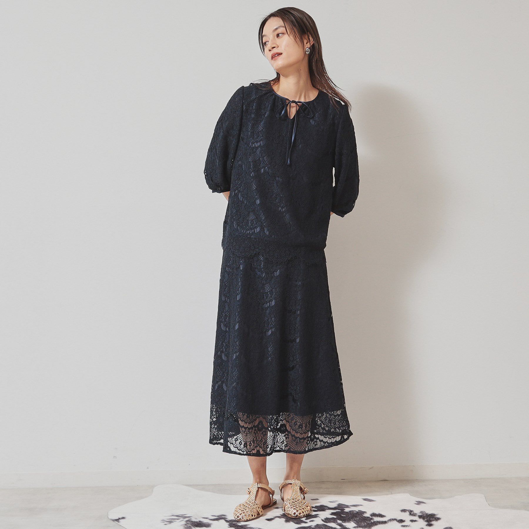 SunaUna「【フェミニン】レースフレアスカート」|スカート|