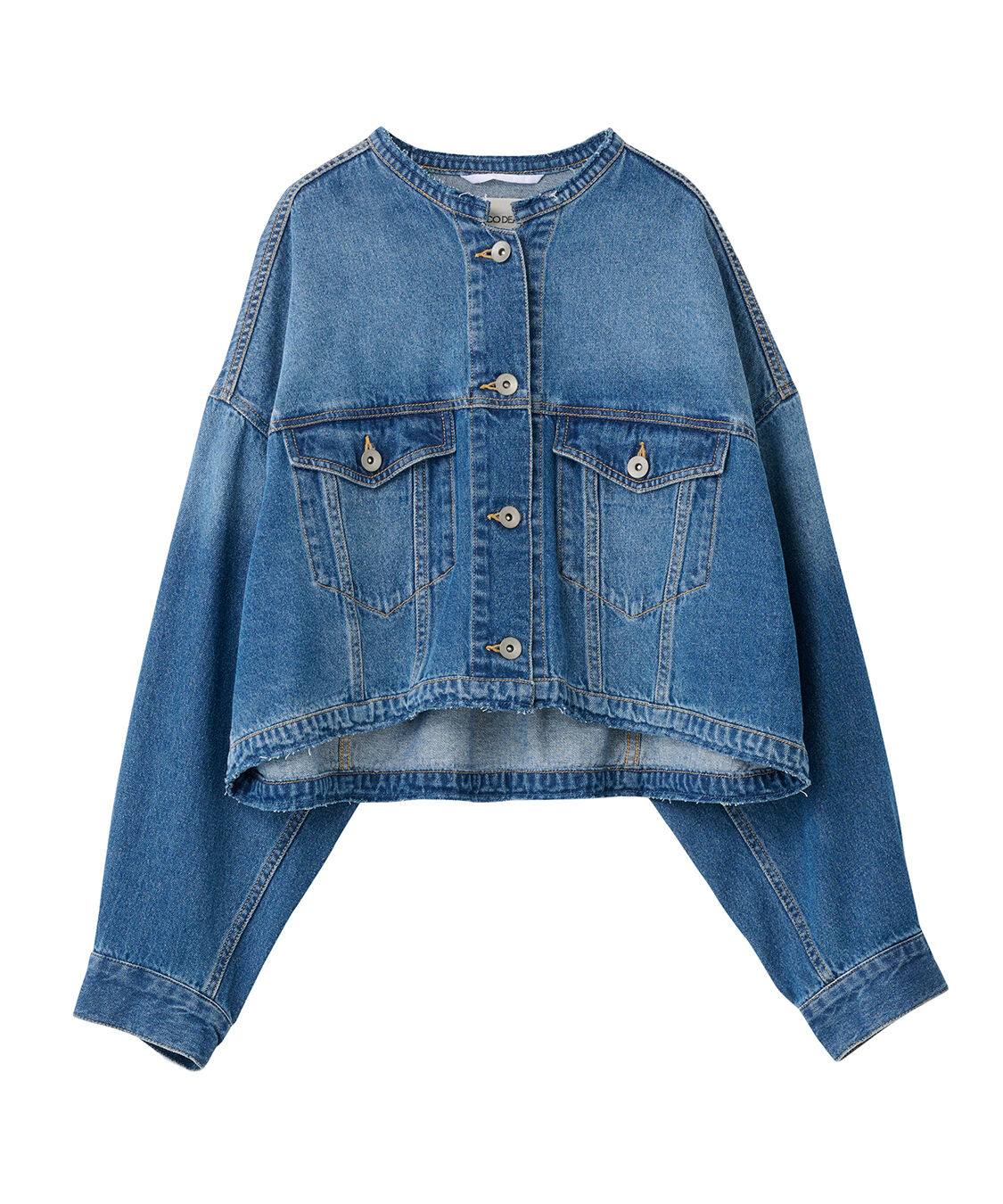 COCO DEAL「リメイク風ノーカラーGジャン」|デニムジャケット|