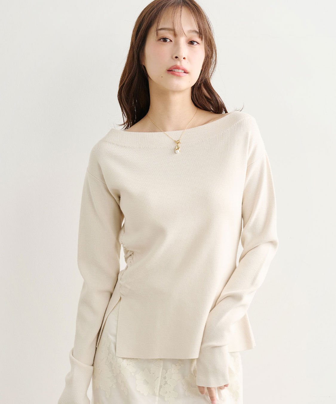 COCO DEAL「オフショルギャザーニット」|ニット・セーター|