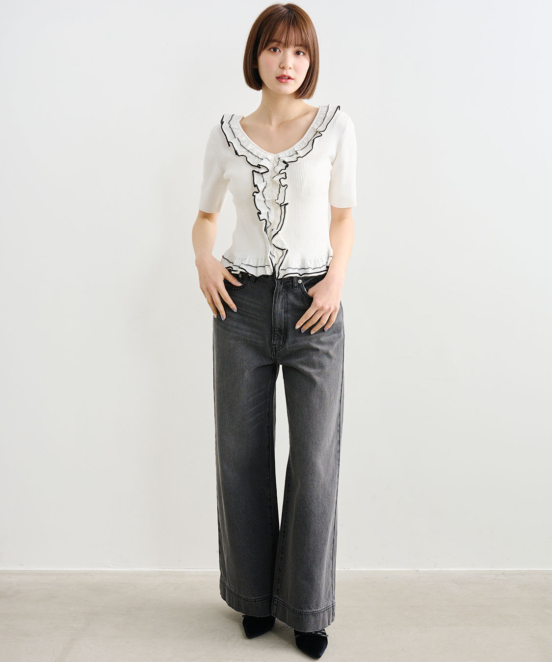 COCO DEAL「Vネックフリルニット」|ニット・セーター|